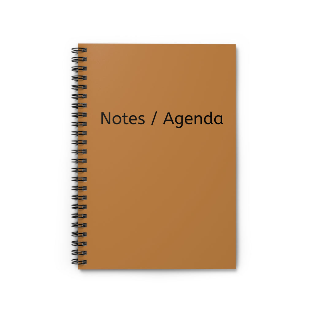 Notes / Agenda Spiral Notebook — Brown Ruled Journal for Work & School