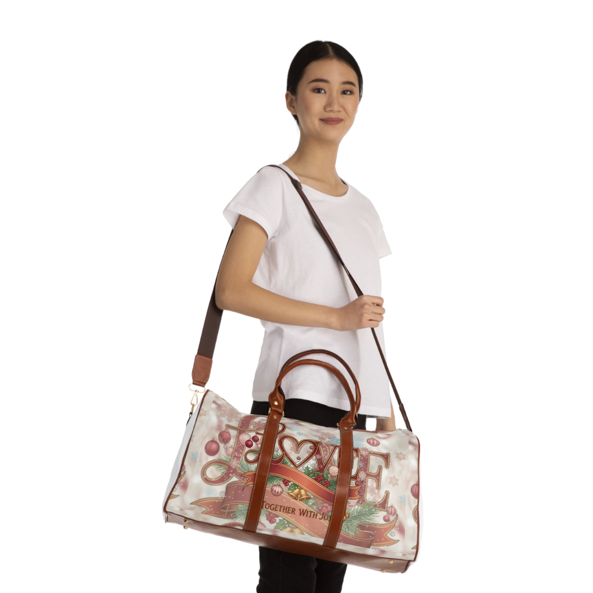 Love Together With Joy - Holiday Weekender Duffle - Waterproof Travel Bag