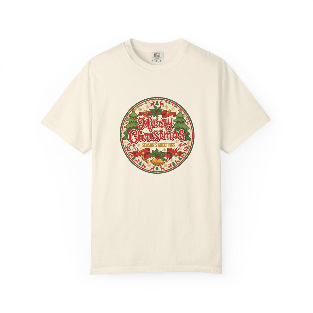 Merry Christmas Vintage Badge T-Shirt - Holiday Tee