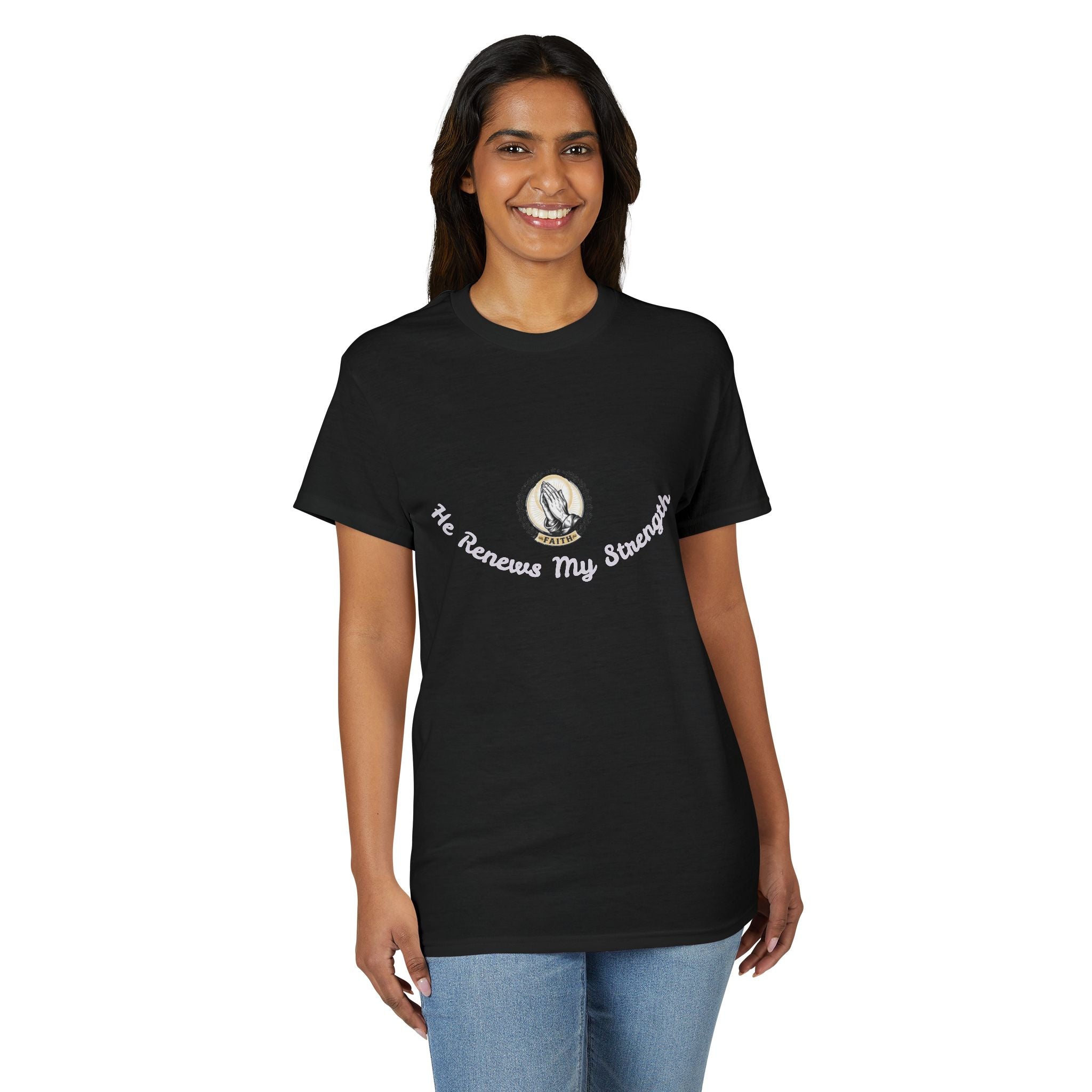 He Renews My Strength T-Shirt — Inspirational Christian Faith Tee