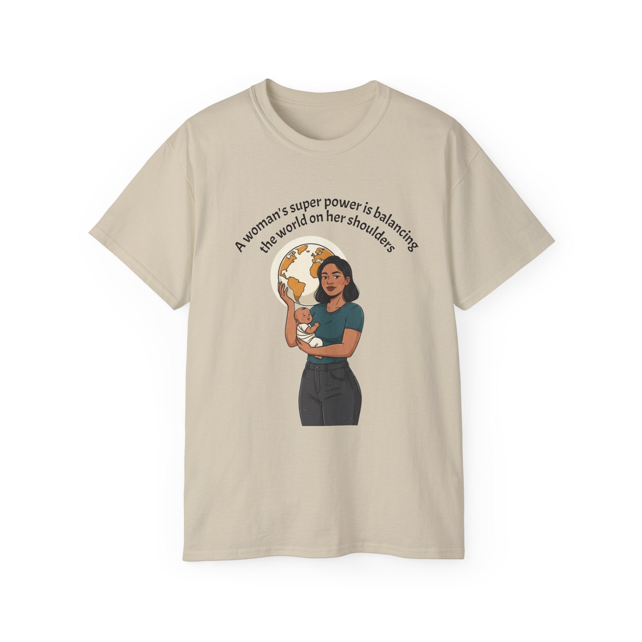 Graphic Tee —  T‑Shirt - Balancing the world on her shoulders