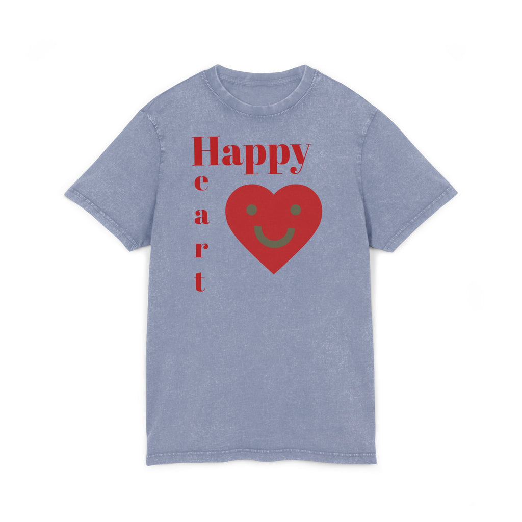 Happy Heart Acid-Wash Tee — Vintage Casual Shirt