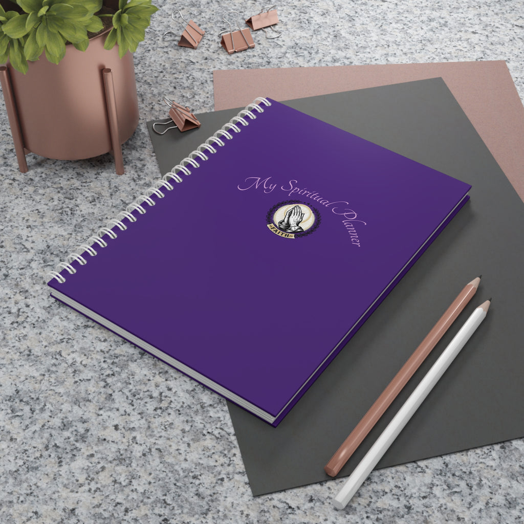 Spiritual Planner Spiral Notebook — Purple Minimalist Daily Organizer
