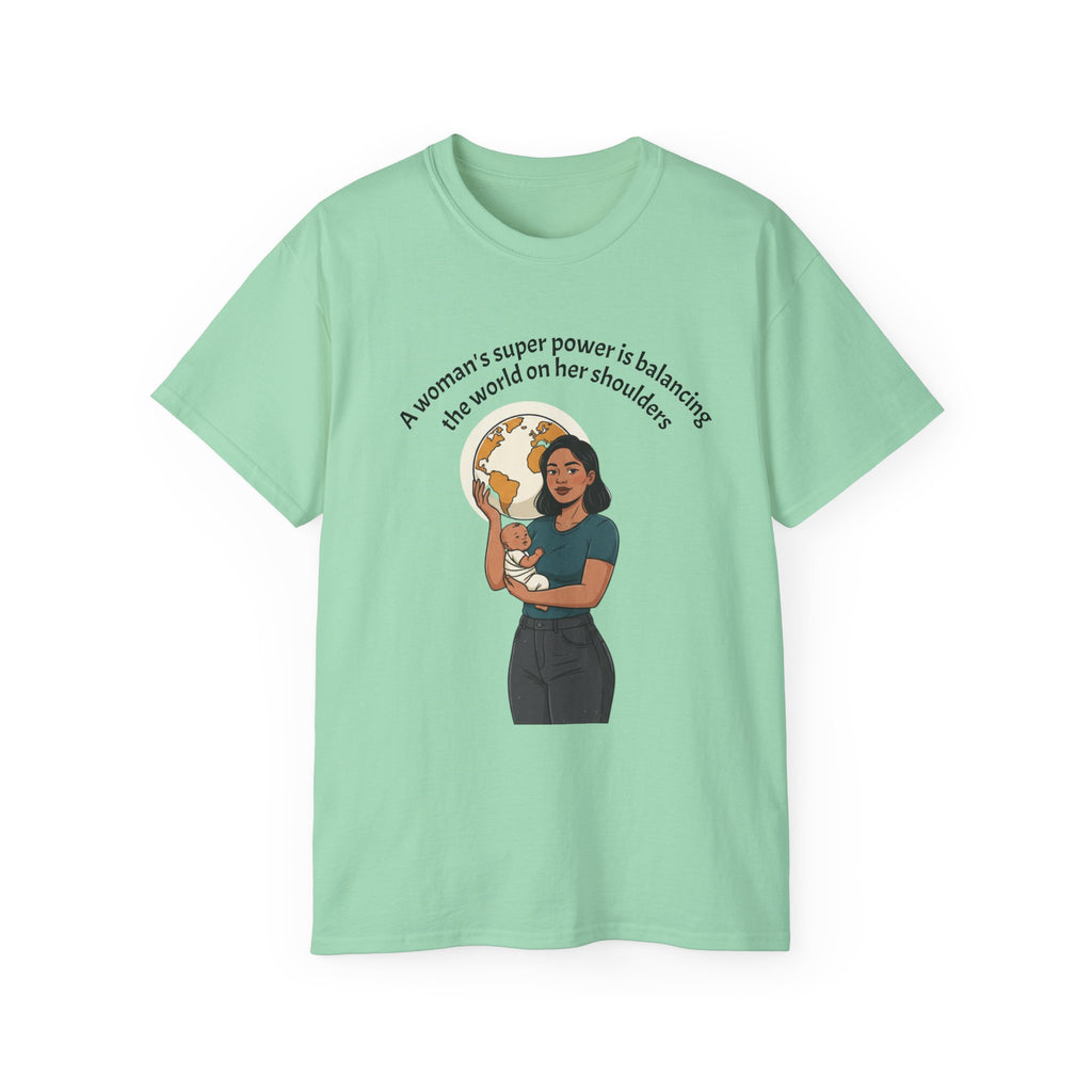 Graphic Tee —  T‑Shirt - Balancing the world on her shoulders