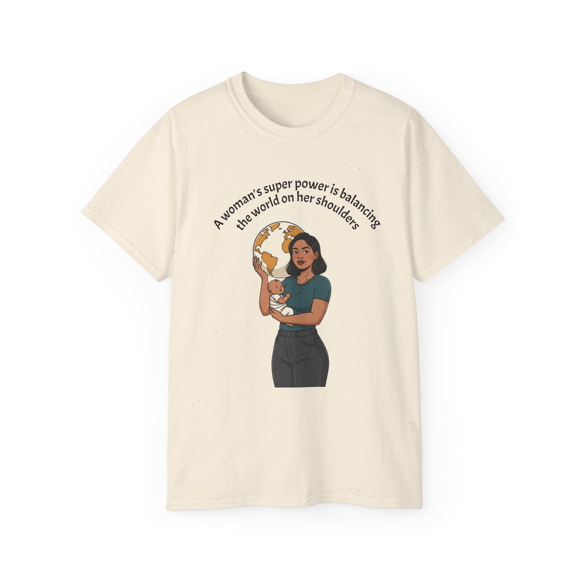 Graphic Tee —  T‑Shirt - Balancing the world on her shoulders