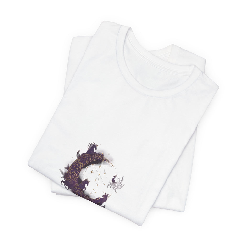 Crescent Moon Cat Illustration Tee | Ethereal Dreams Graphic T-Shirt