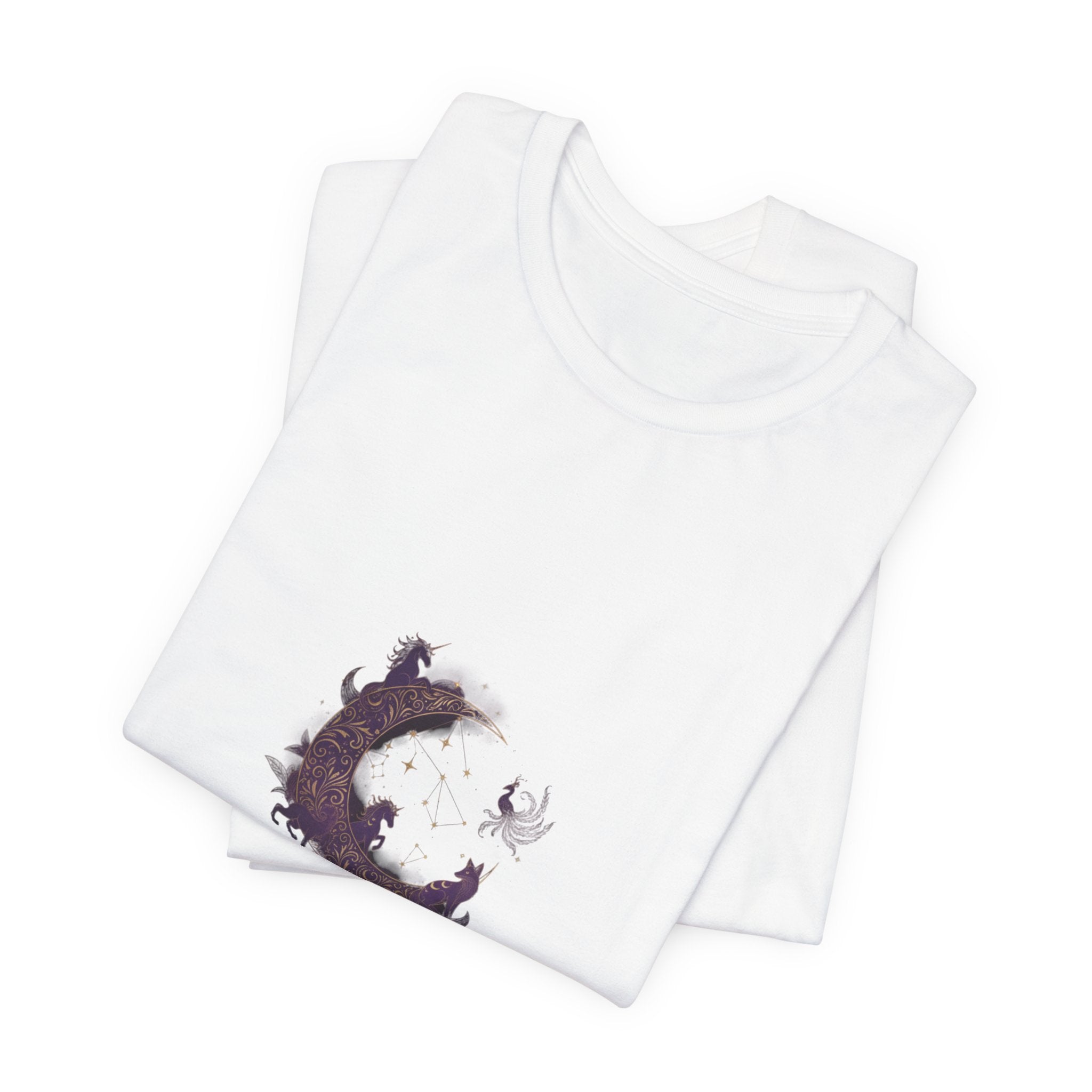 Crescent Moon Cat Illustration Tee | Ethereal Dreams Graphic T-Shirt