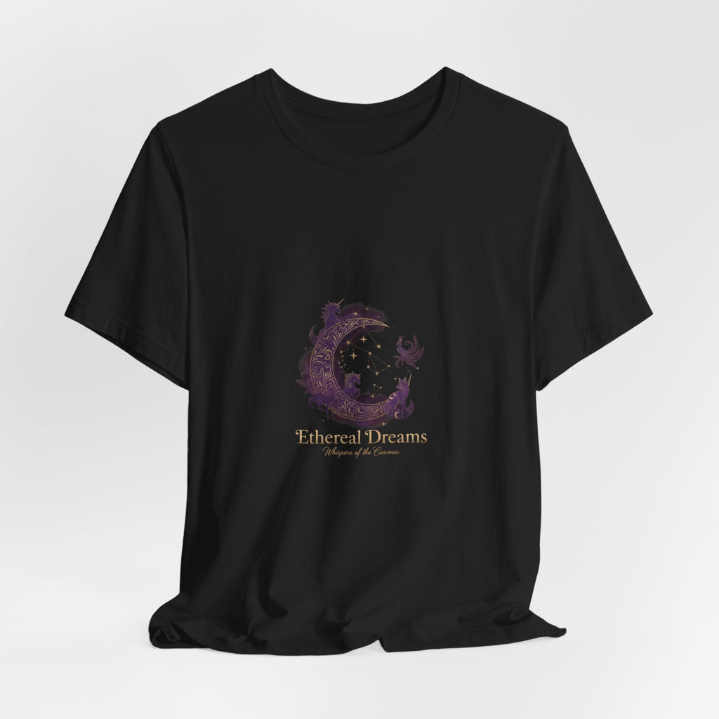 Crescent Moon Cat Illustration Tee | Ethereal Dreams Graphic T-Shirt
