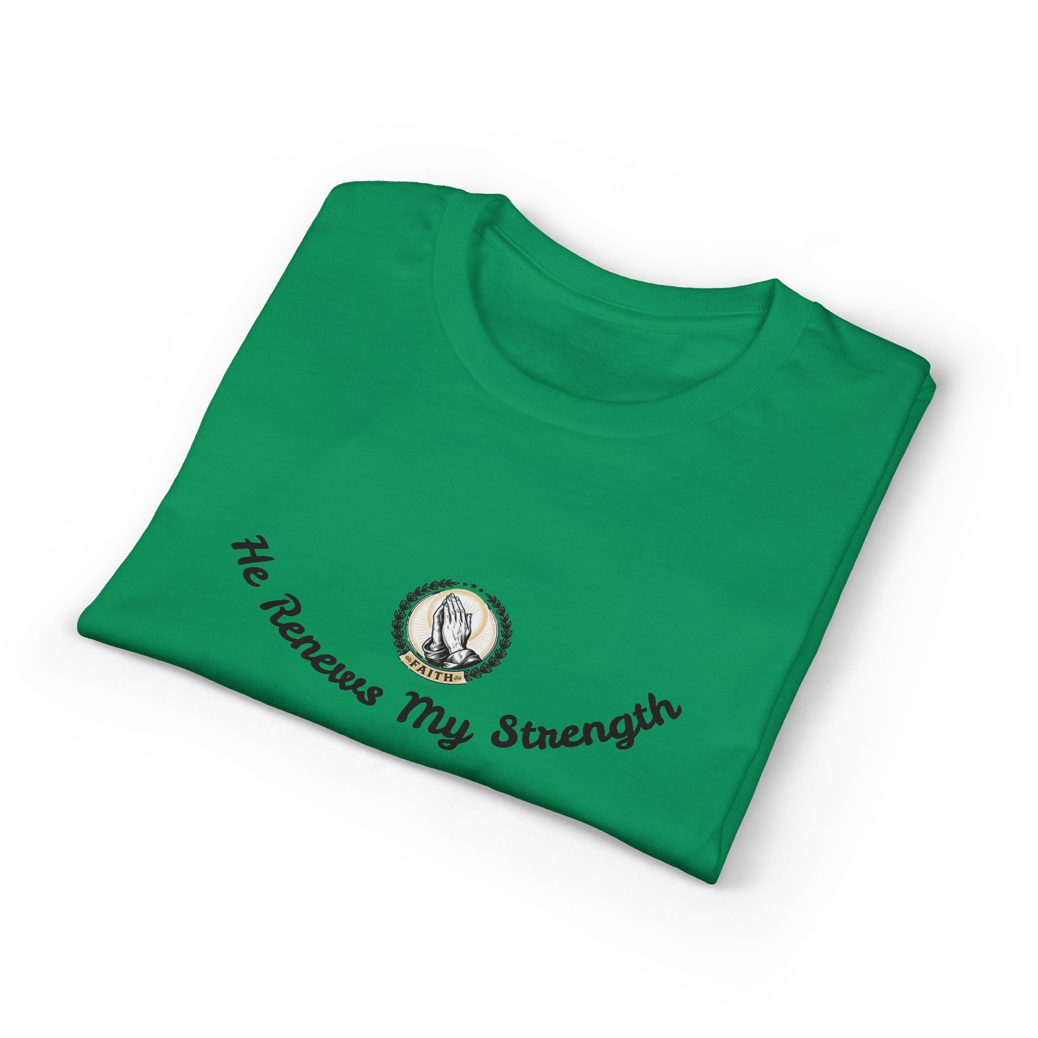 He Renews My Strength T-Shirt — Inspirational Christian Faith Tee