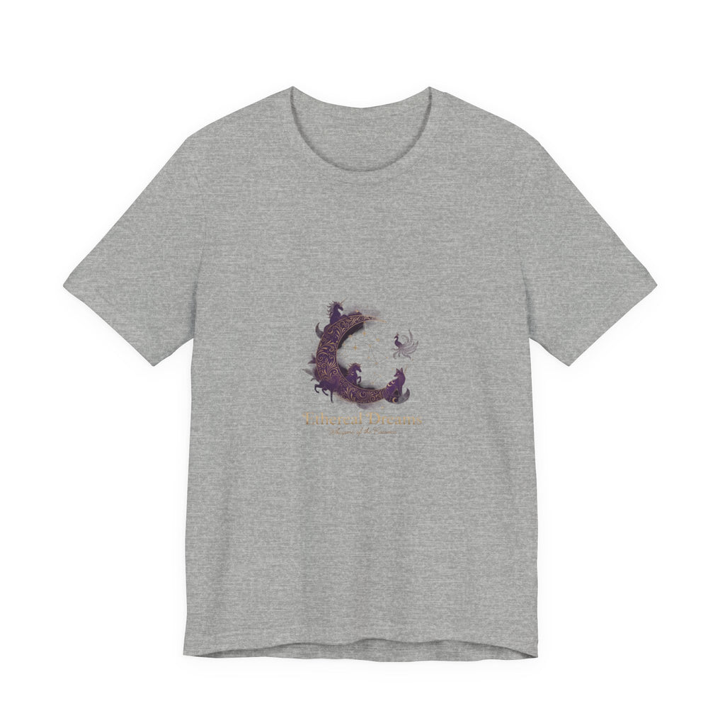 Crescent Moon Cat Illustration Tee | Ethereal Dreams Graphic T-Shirt