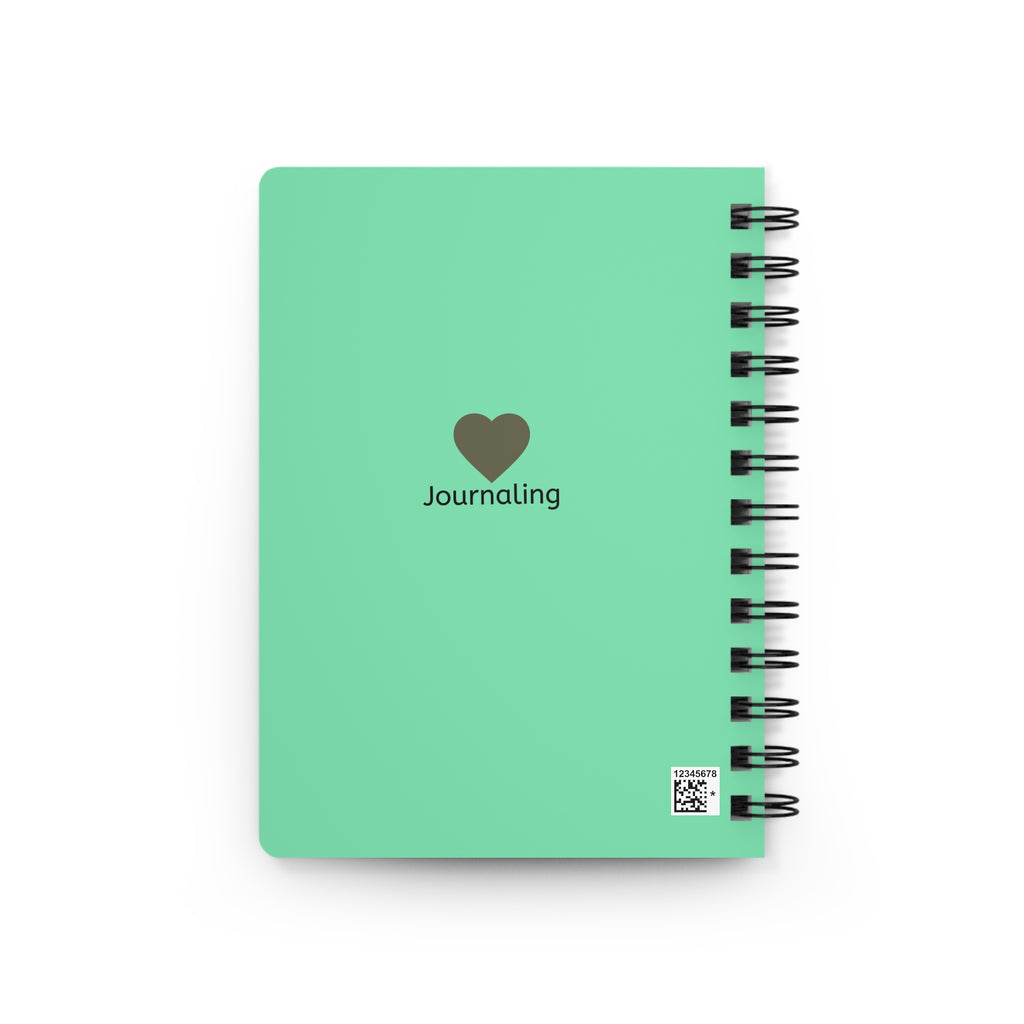 Spiral-Bound Journal — Green 'Journal' Cover with Meditative Woman Illustration
