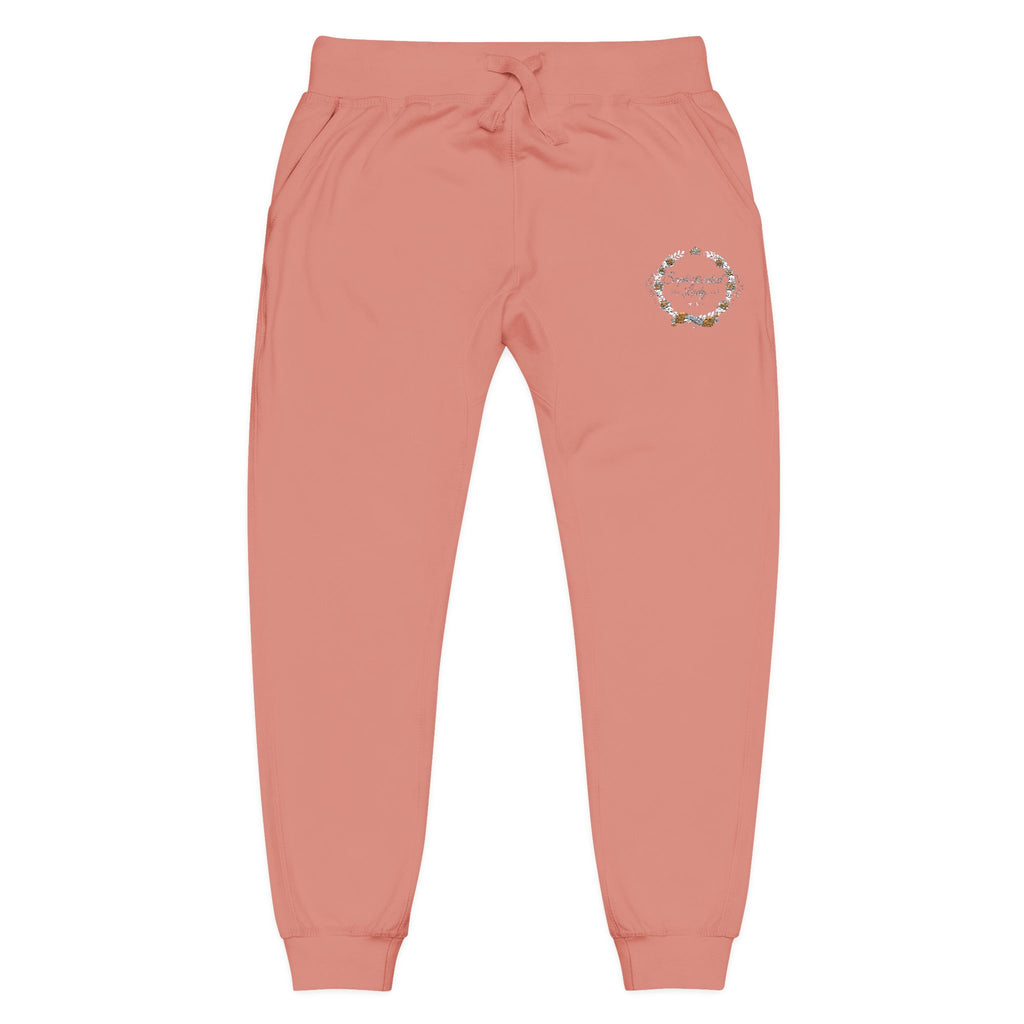 Sophisticated Lady - Embroidered Olive Green Fleece Sweatpants — Floral Compass Logo Joggers