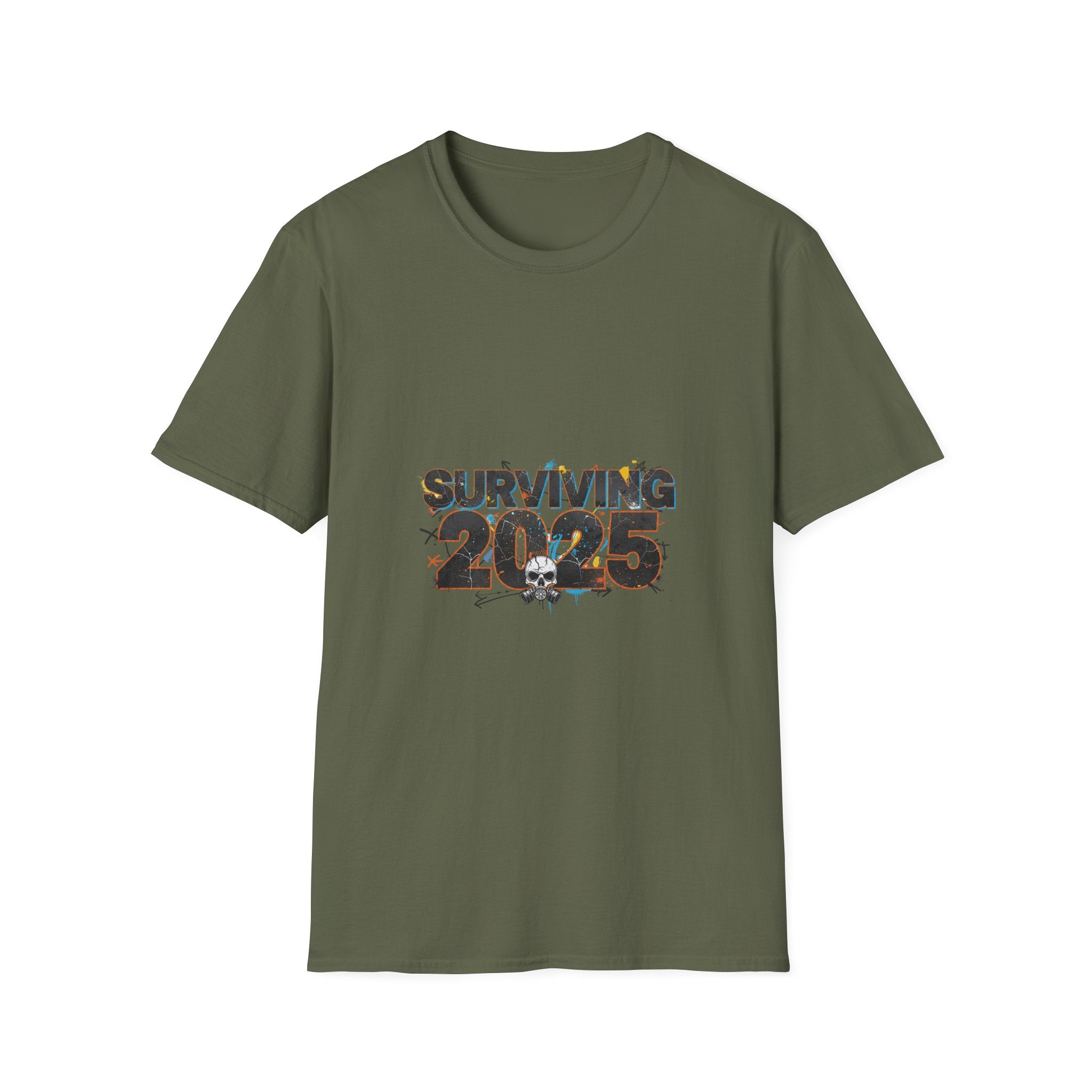 Surviving 2025 T-Shirt — Apocalyptic Skull Graphic Tee