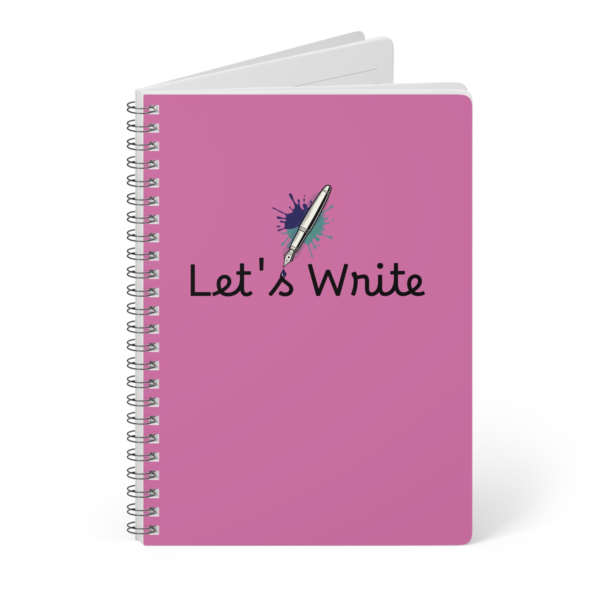 Let's Write A5 Spiral Notebook — Pink Softcover Journal for Writers