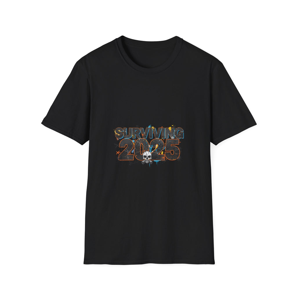 Surviving 2025 T-Shirt — Apocalyptic Skull Graphic Tee