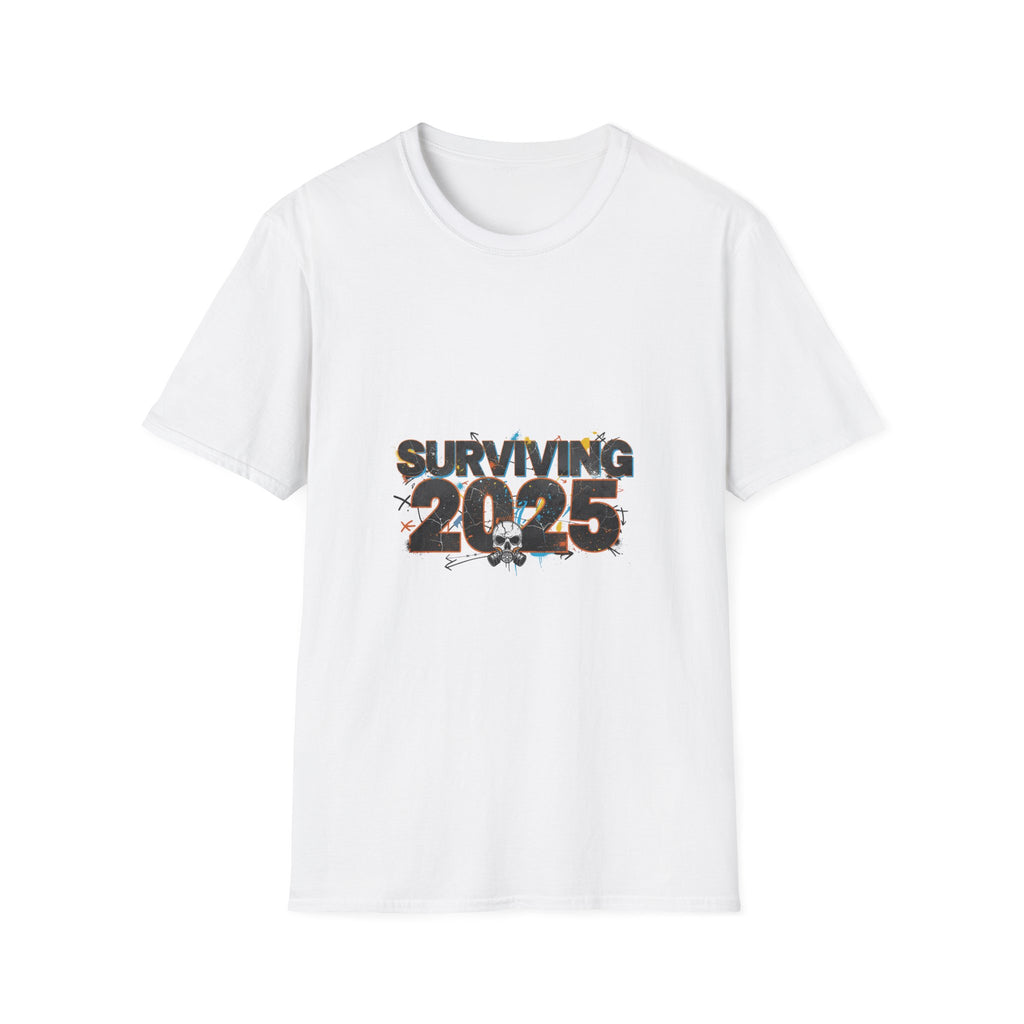 Surviving 2025 T-Shirt — Apocalyptic Skull Graphic Tee