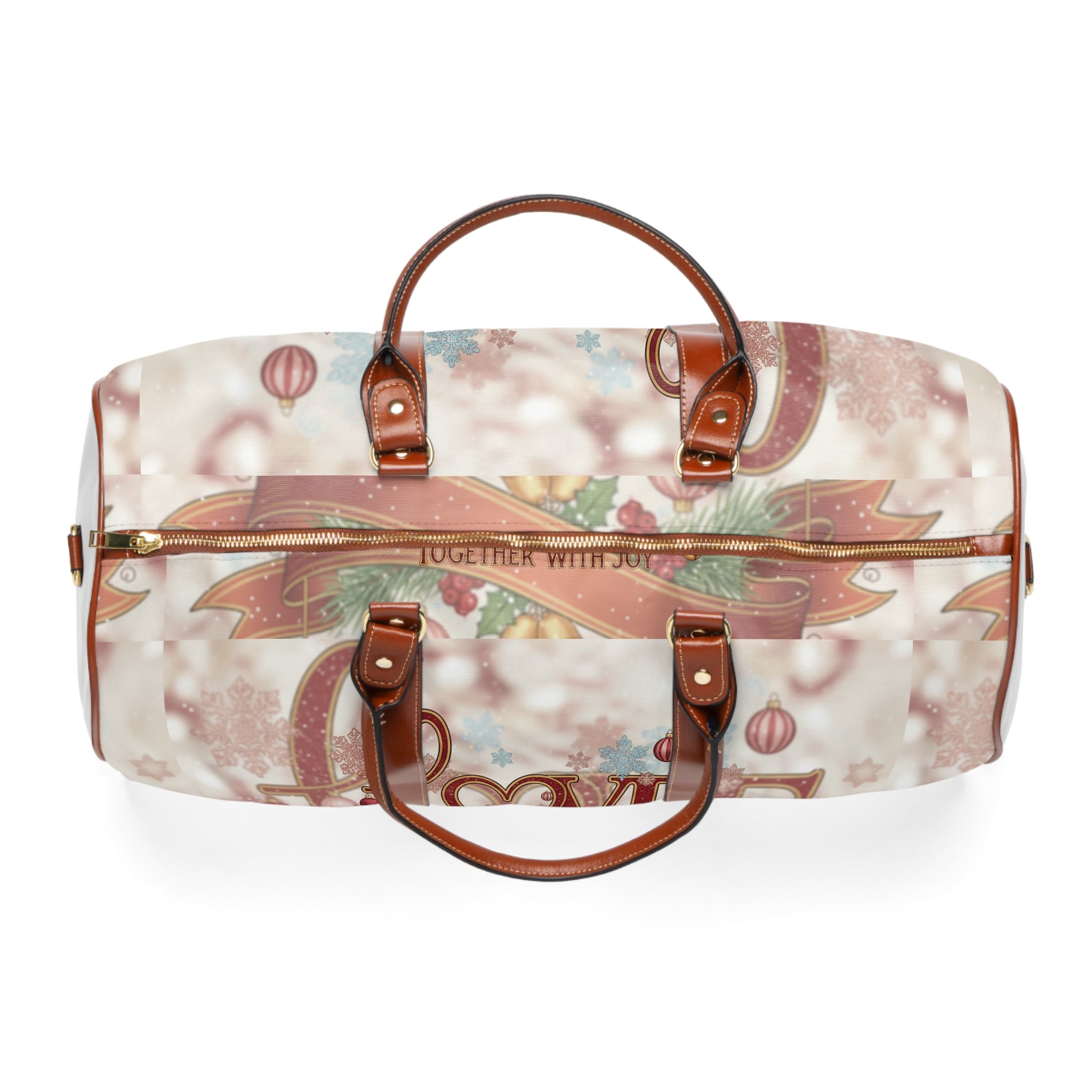 Love Together With Joy - Holiday Weekender Duffle - Waterproof Travel Bag