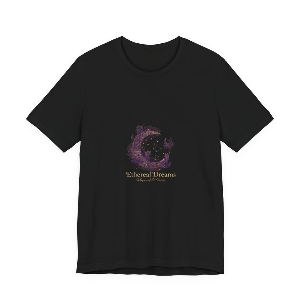 Crescent Moon Cat Illustration Tee | Ethereal Dreams Graphic T-Shirt