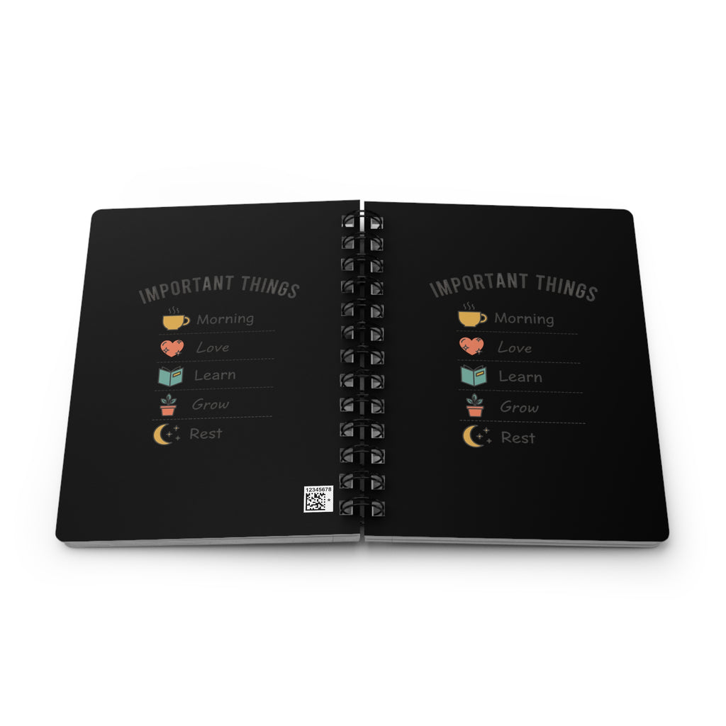 Important Things Spiral Journal — Morning, Love, Learn, Grow, Rest Planner