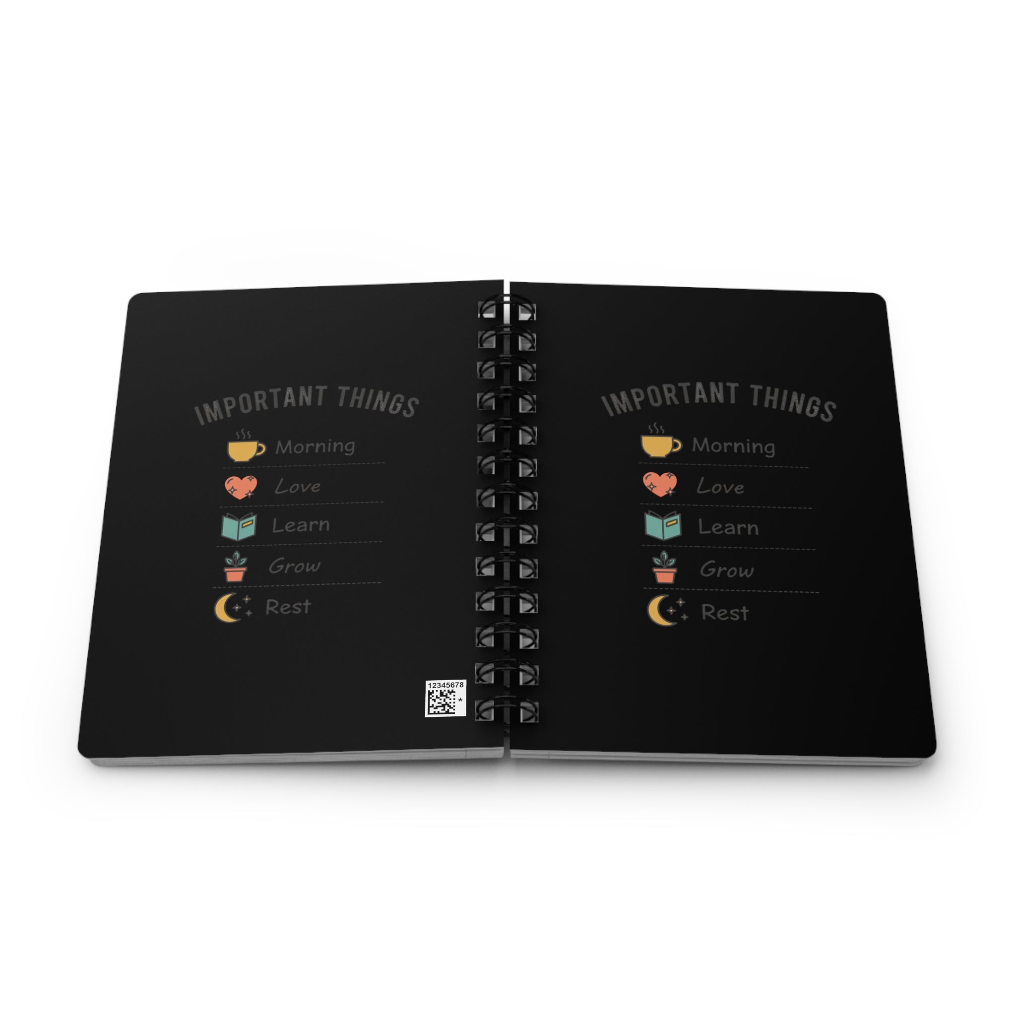 Important Things Spiral Journal — Morning, Love, Learn, Grow, Rest Planner