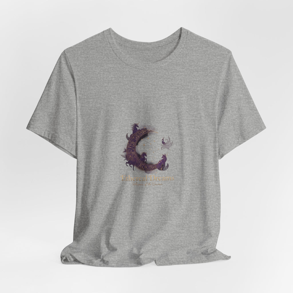 Crescent Moon Cat Illustration Tee | Ethereal Dreams Graphic T-Shirt
