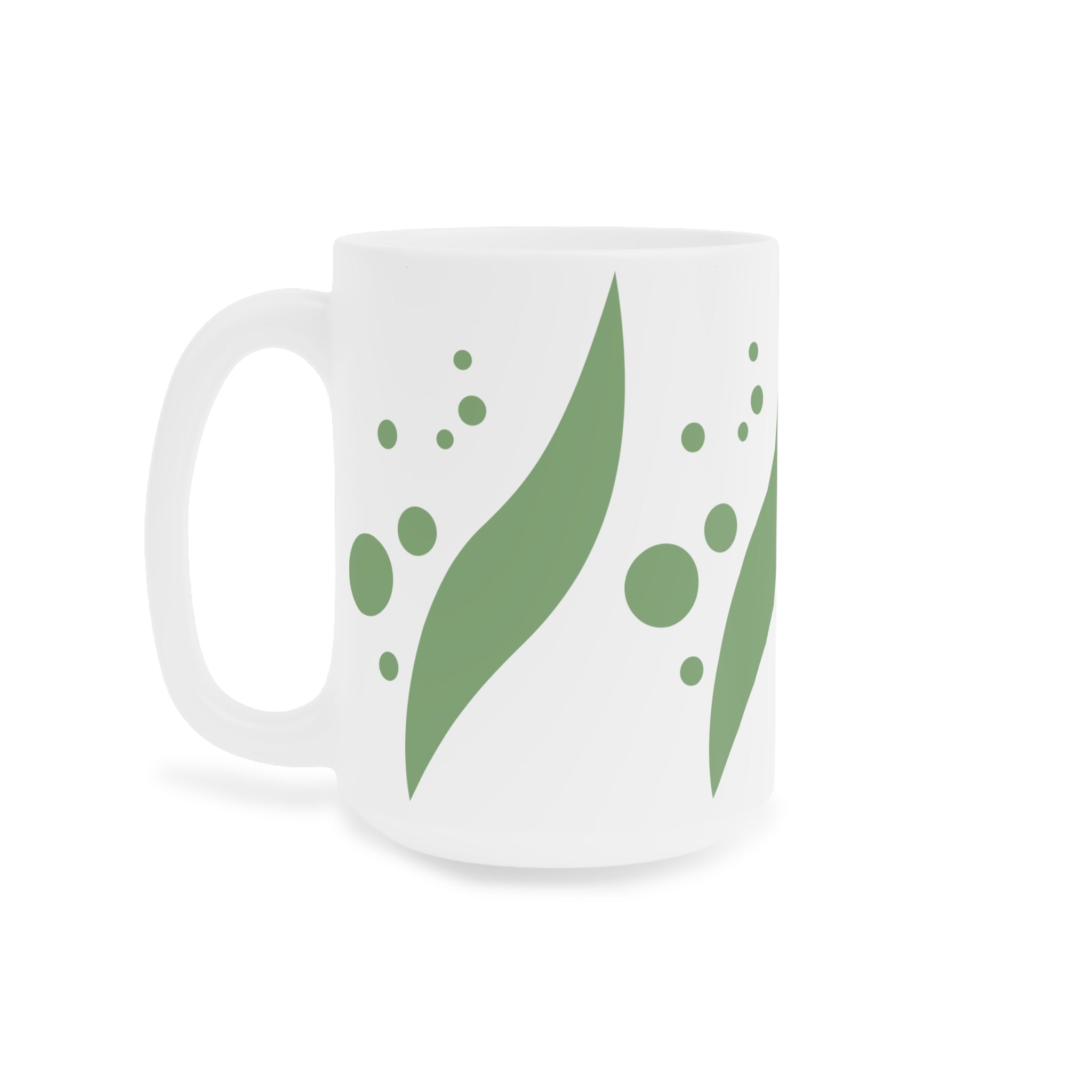 Green Leaf Pattern Ceramic Mug — Botanical Coffee Cup (11oz/15oz/20oz)