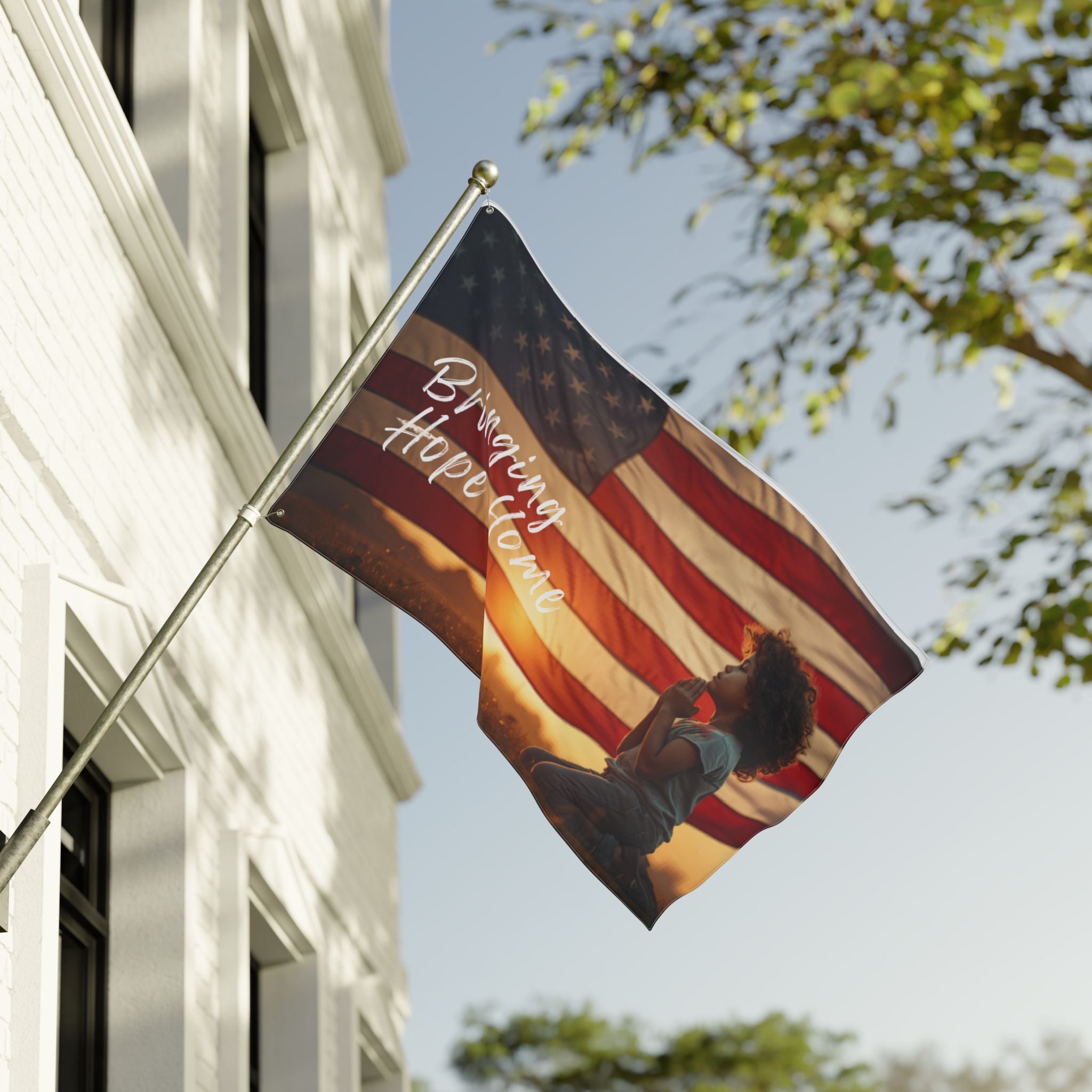 Bringing Hope Home Double-Sided American Flag — Patriotic Memorial & Military Support Banner
