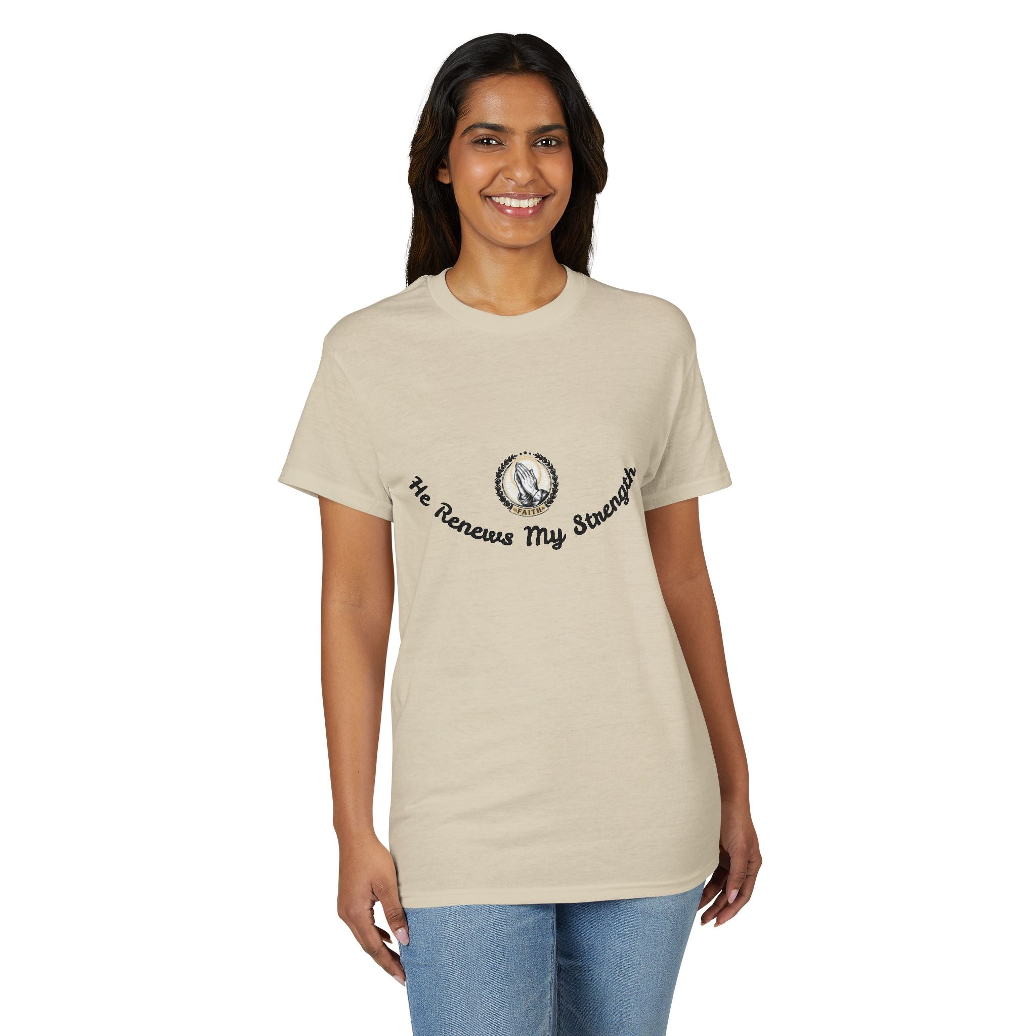 He Renews My Strength T-Shirt — Inspirational Christian Faith Tee