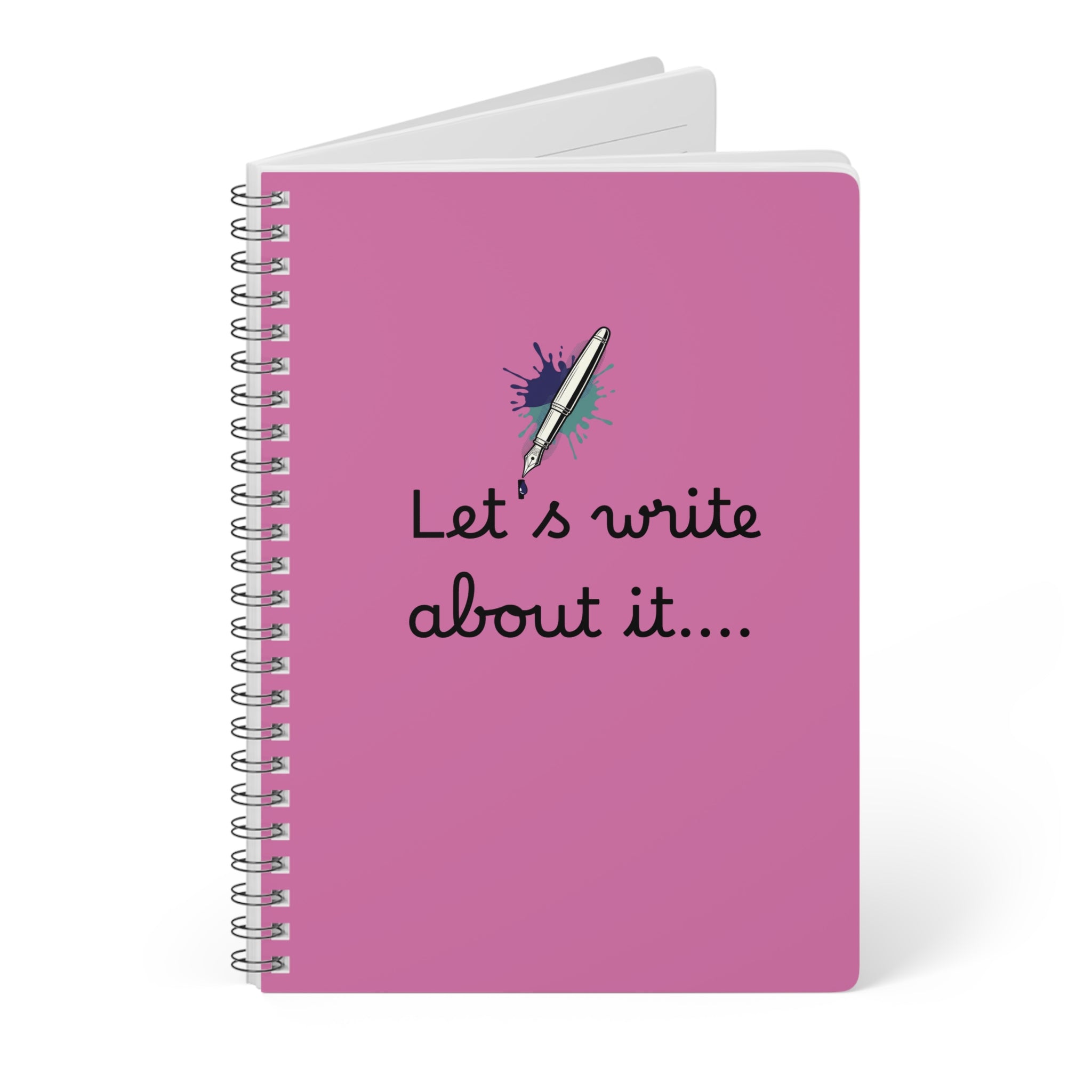Let's Write A5 Spiral Notebook — Pink Softcover Journal for Writers