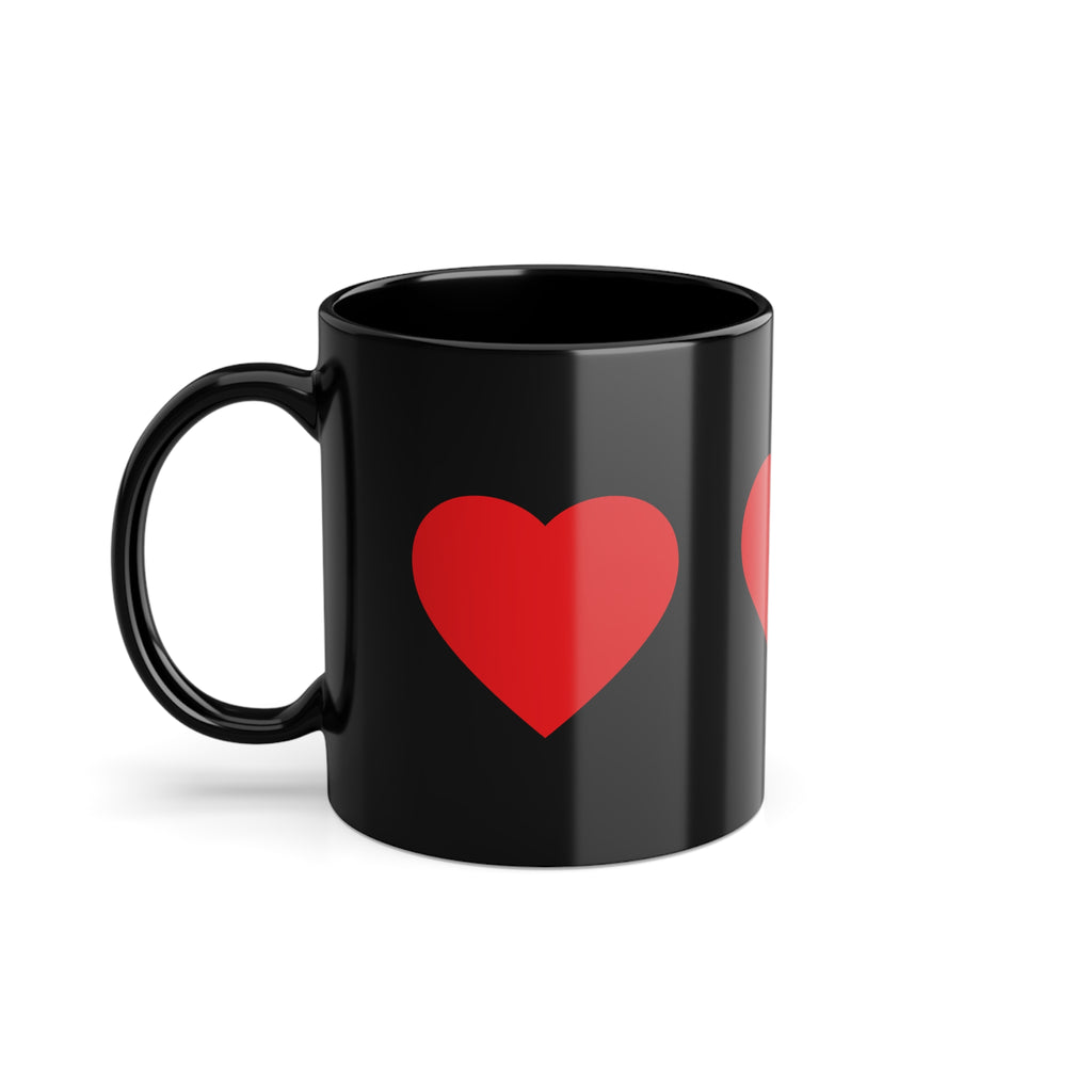 Black Heart Coffee Mug — 11oz Romantic Red Heart Design