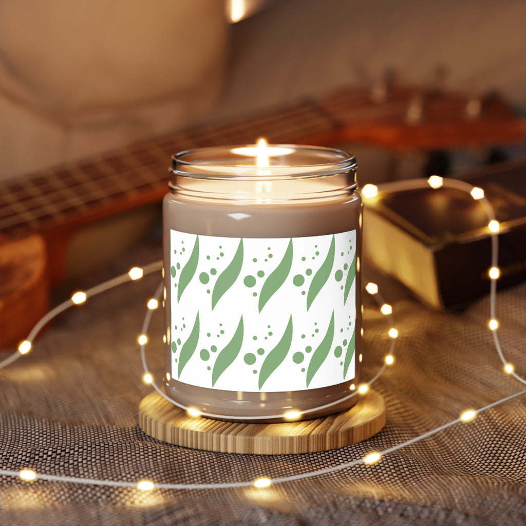 Soy Candle 9oz — Fresh Green Leaf Scented Jar (White Lid)