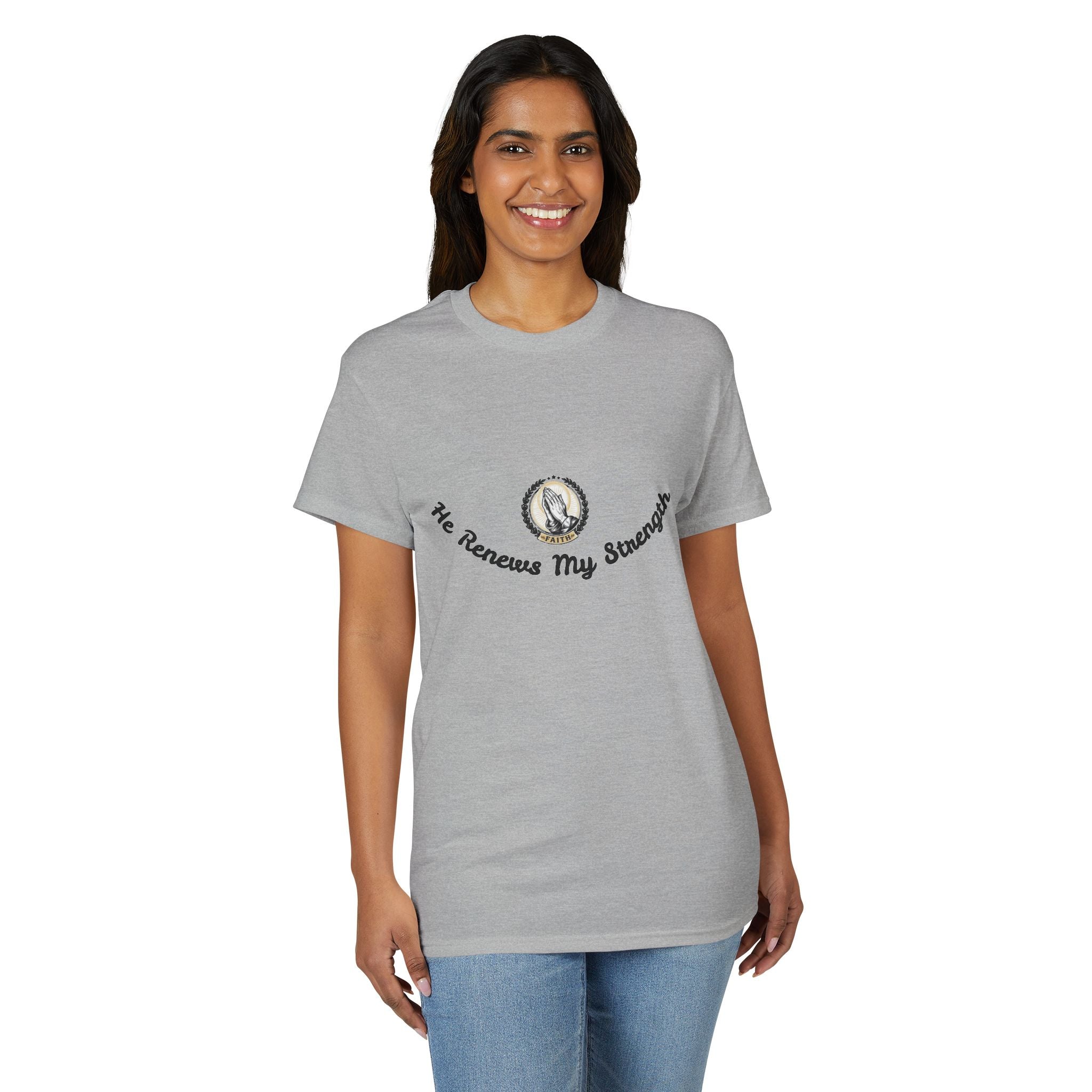 He Renews My Strength T-Shirt — Inspirational Christian Faith Tee