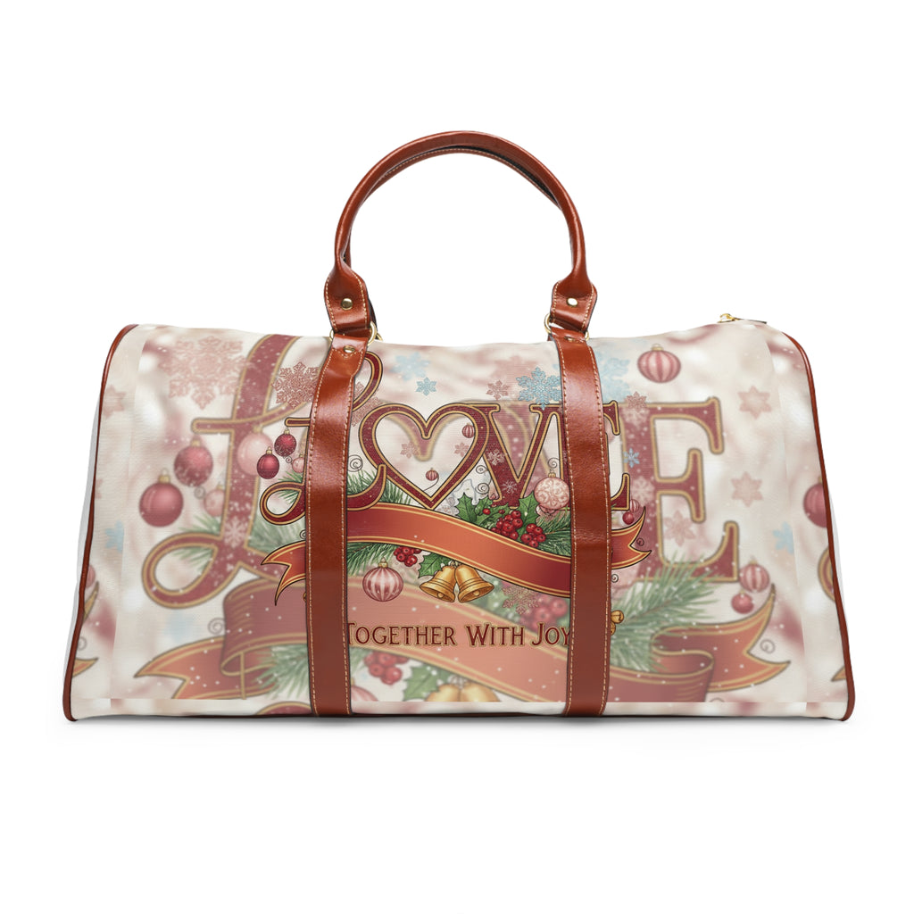Love Together With Joy - Holiday Weekender Duffle - Waterproof Travel Bag