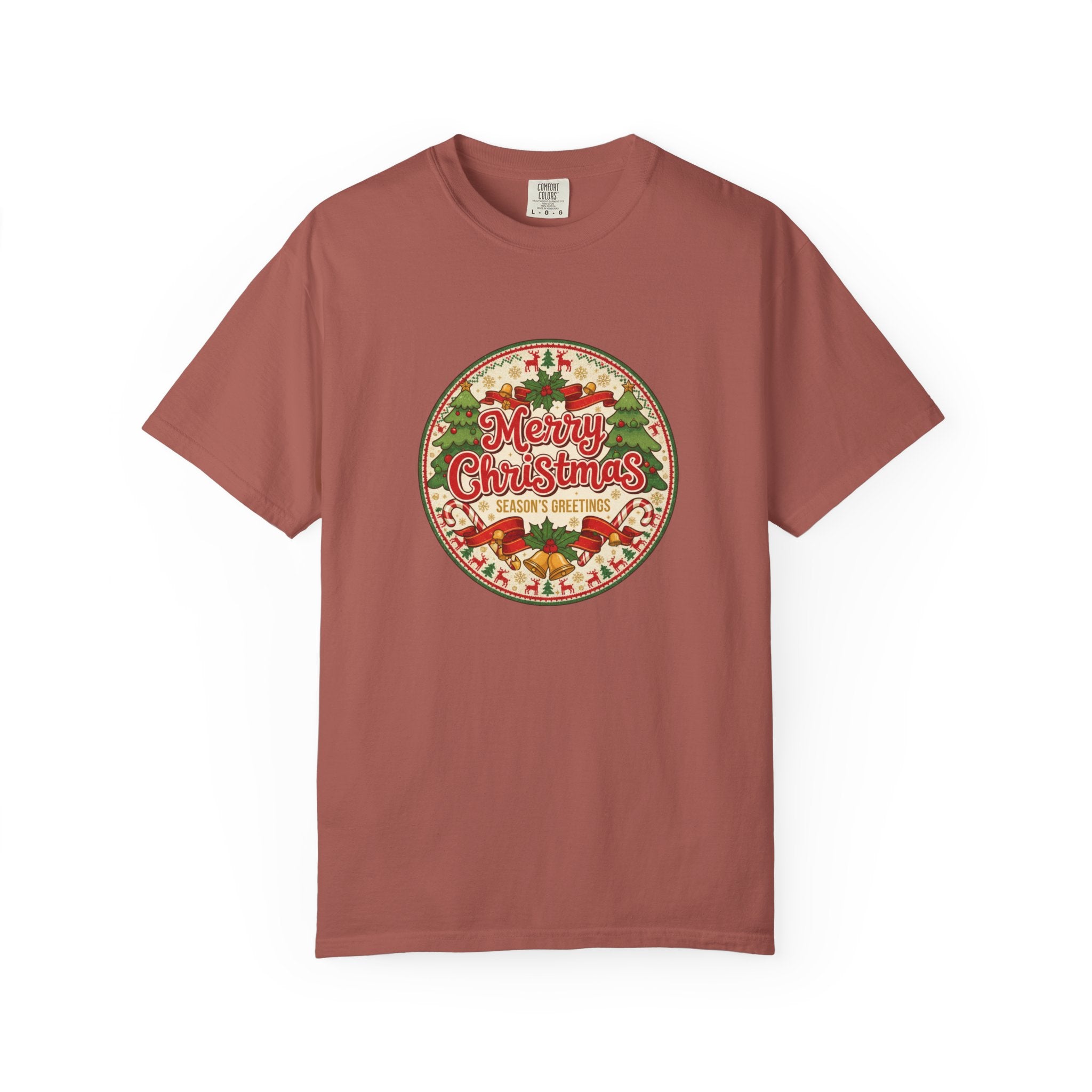 Merry Christmas Vintage Badge T-Shirt - Holiday Tee