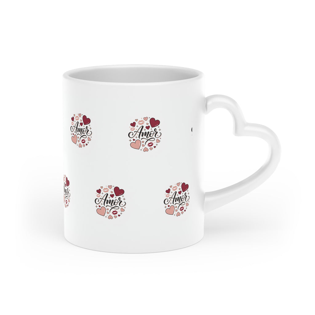Amor Heart Pattern Mug — Romantic Valentine’s Day Coffee Cup