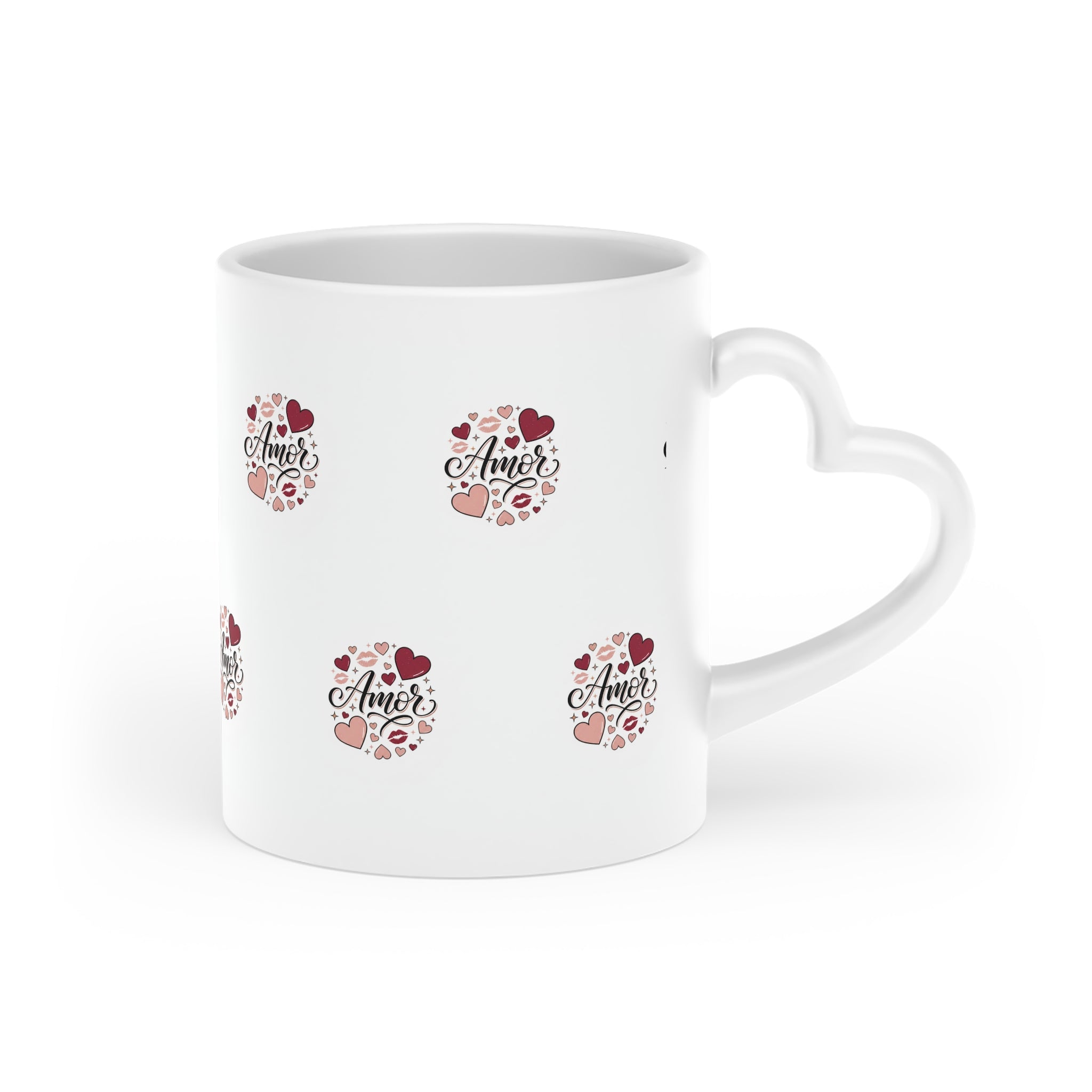 Amor Heart Pattern Mug — Romantic Valentine’s Day Coffee Cup