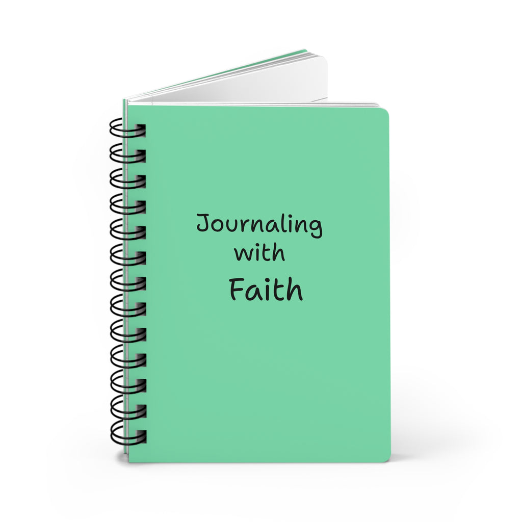 Spiral-Bound Journal — Green 'Journal' Cover with Meditative Woman Illustration