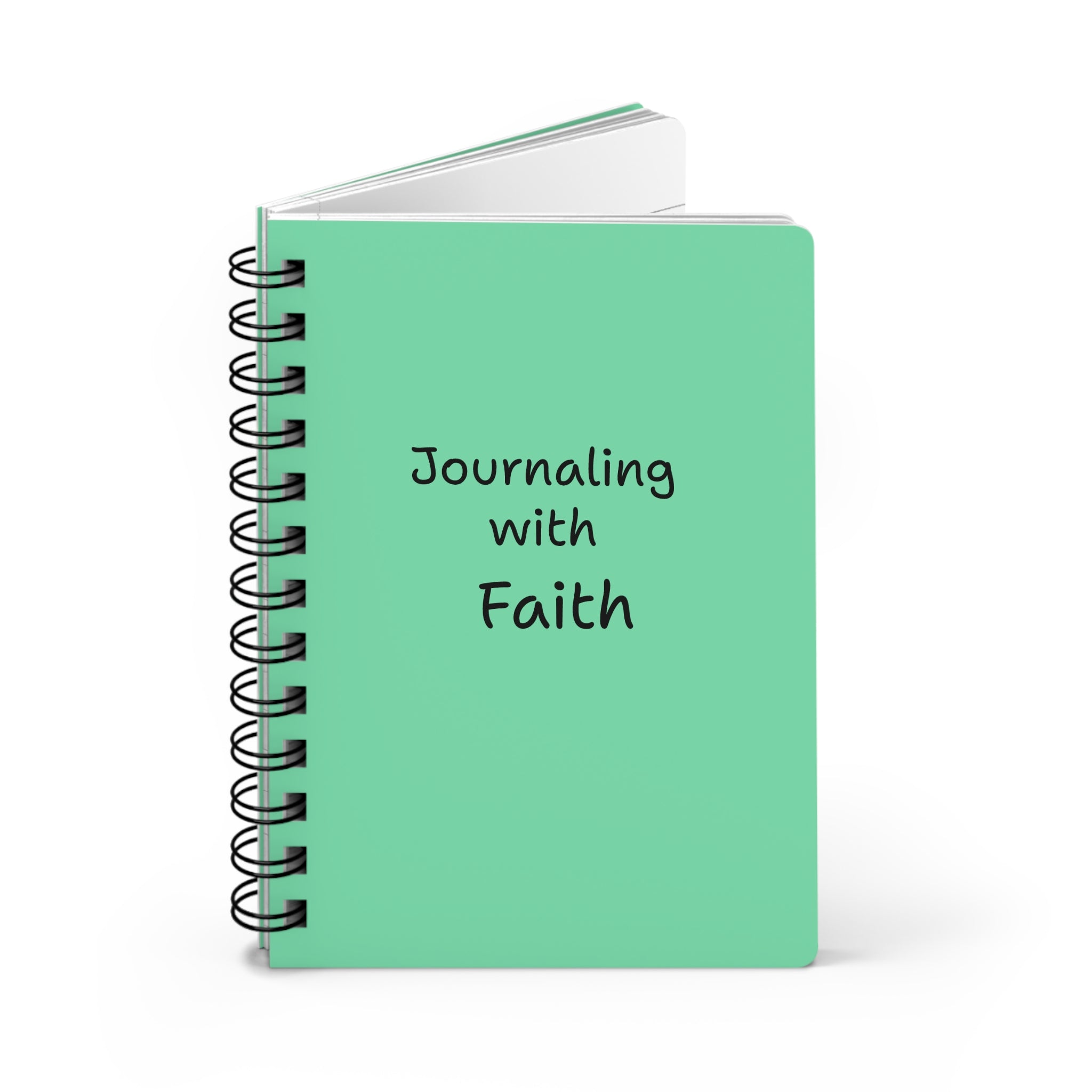 Spiral-Bound Journal — Green 'Journal' Cover with Meditative Woman Illustration