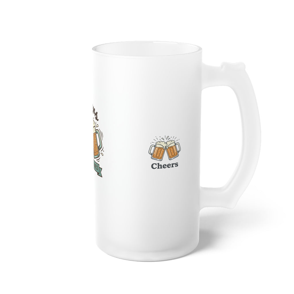 Frosted Glass Beer Mug — Colorful Chakra Brewing Spectrum Design