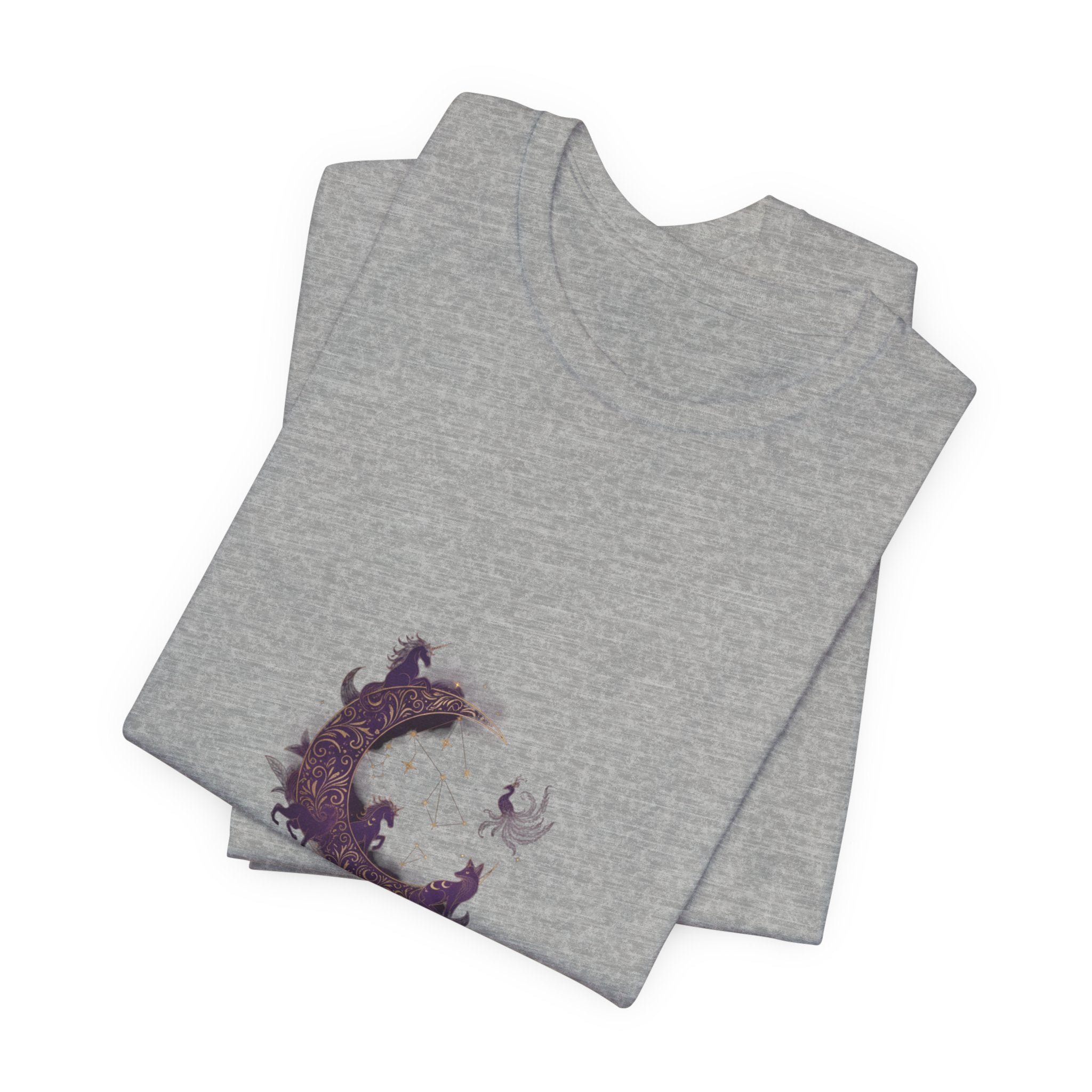 Crescent Moon Cat Illustration Tee | Ethereal Dreams Graphic T-Shirt