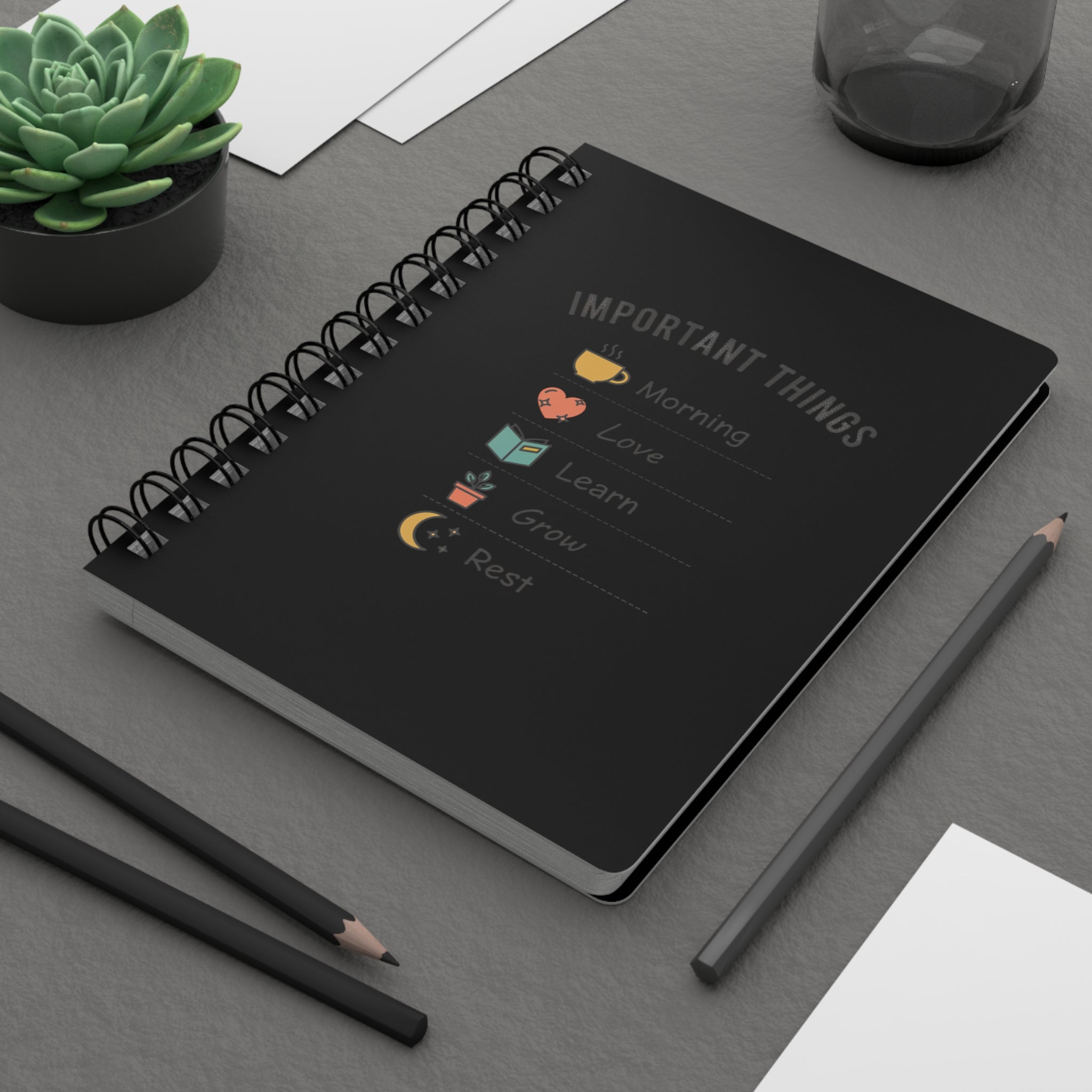 Important Things Spiral Journal — Morning, Love, Learn, Grow, Rest Planner