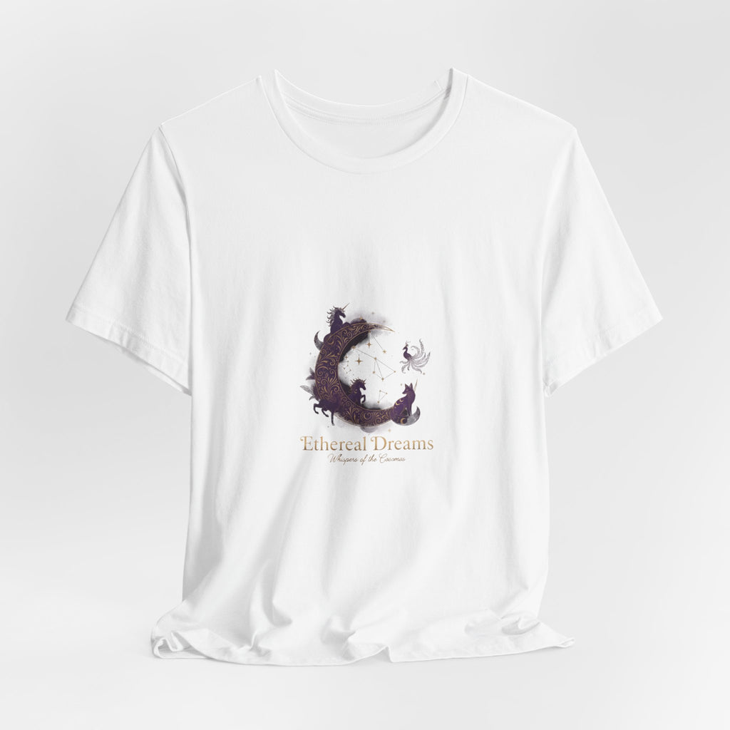 Crescent Moon Cat Illustration Tee | Ethereal Dreams Graphic T-Shirt