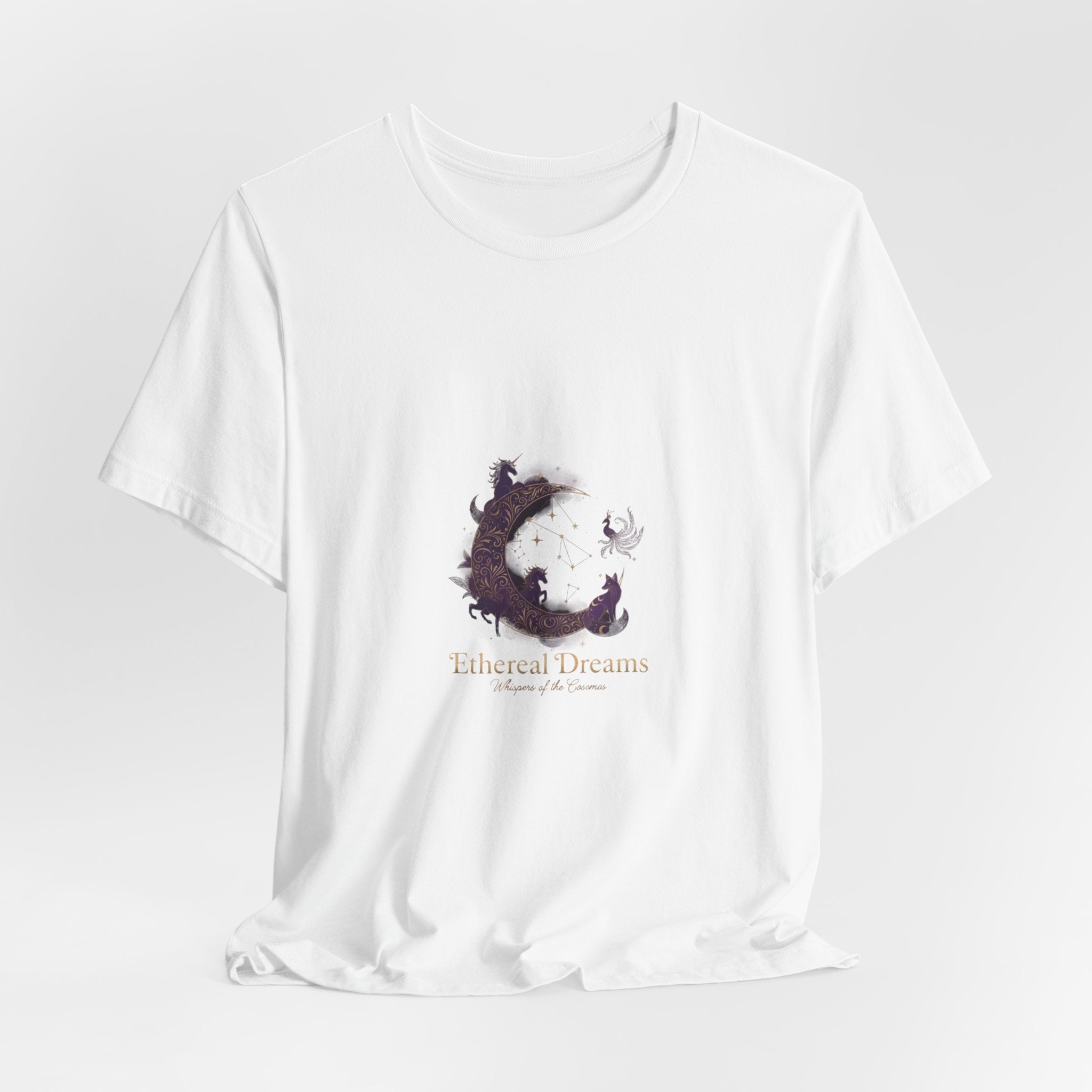Crescent Moon Cat Illustration Tee | Ethereal Dreams Graphic T-Shirt