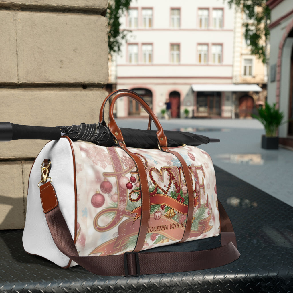 Love Together With Joy - Holiday Weekender Duffle - Waterproof Travel Bag