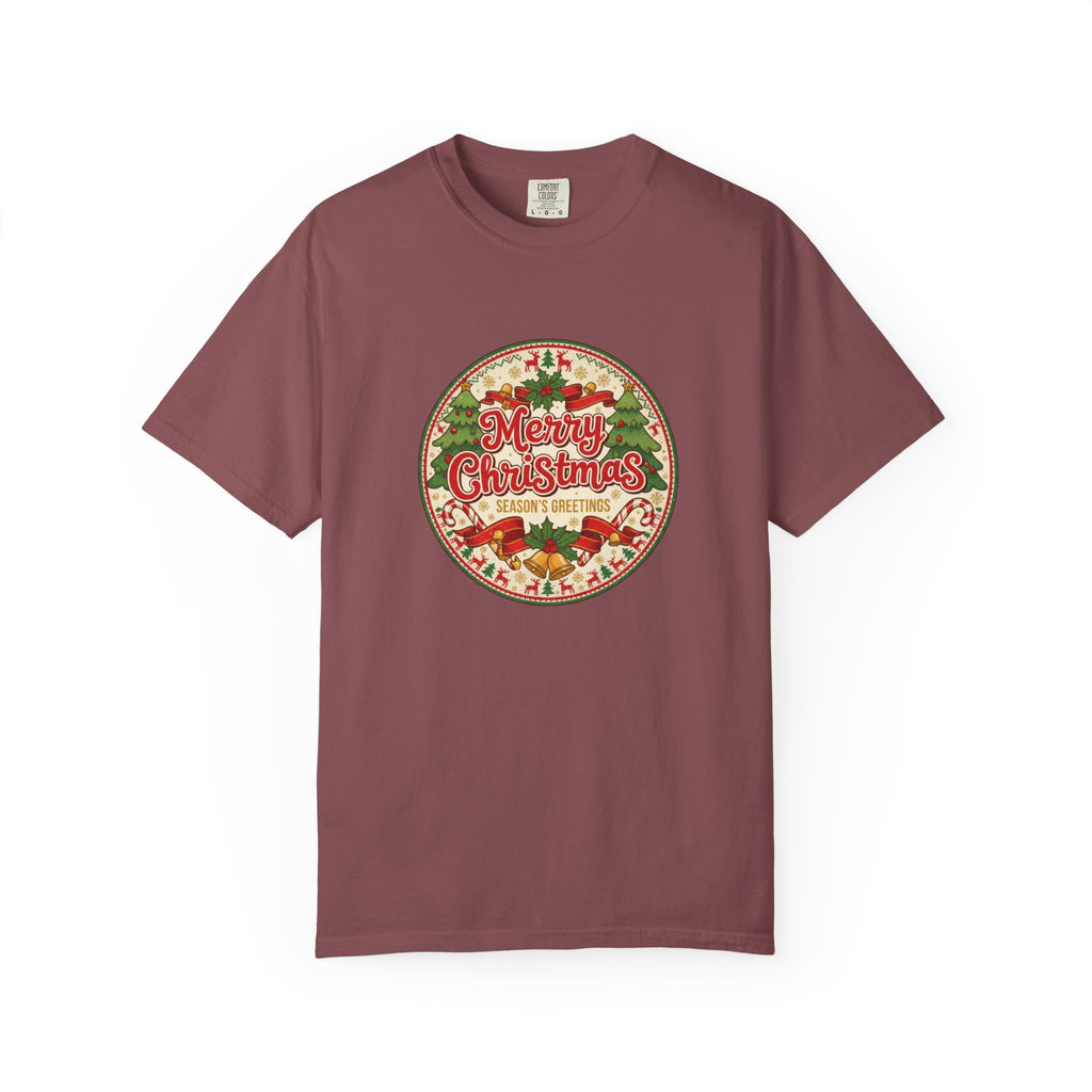 Merry Christmas Vintage Badge T-Shirt - Holiday Tee