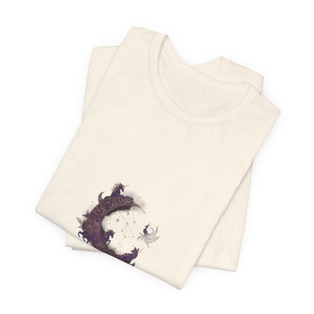 Crescent Moon Cat Illustration Tee | Ethereal Dreams Graphic T-Shirt