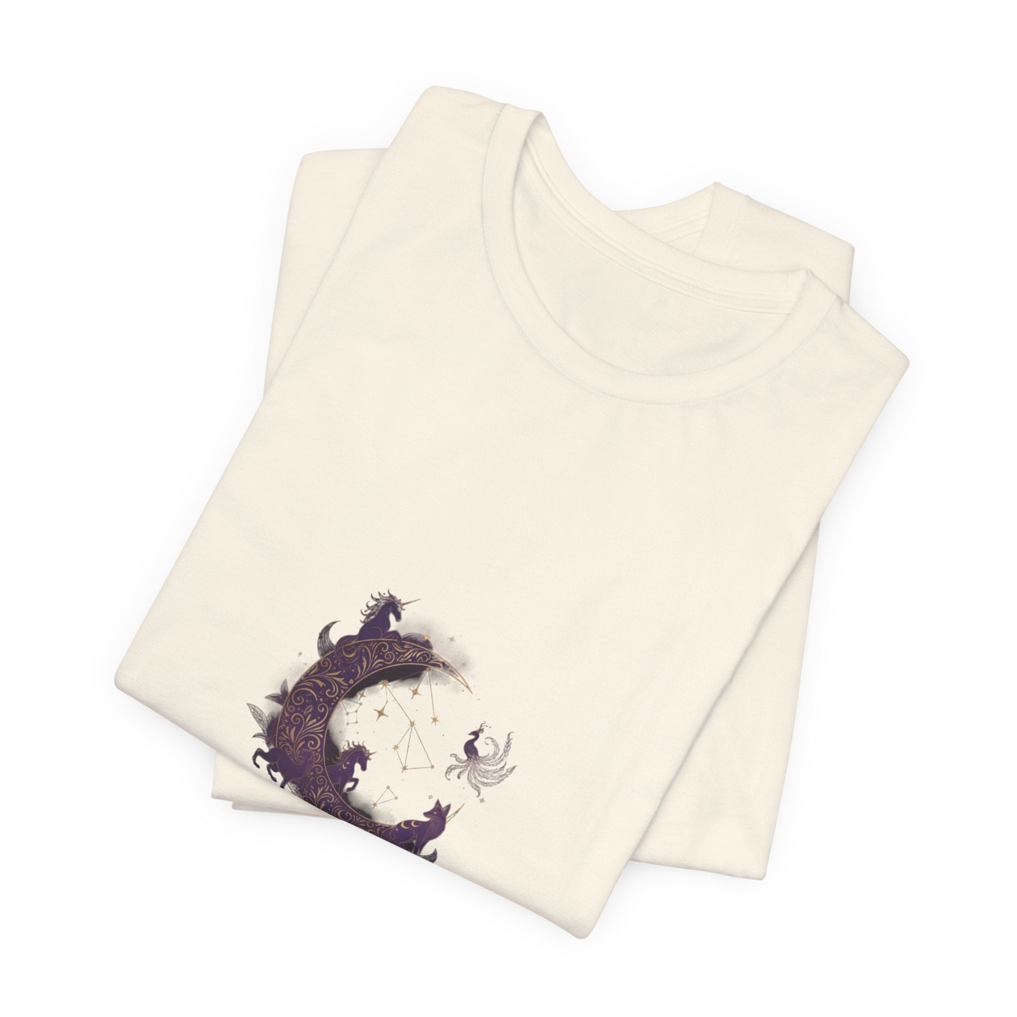 Crescent Moon Cat Illustration Tee | Ethereal Dreams Graphic T-Shirt