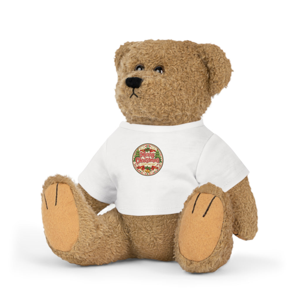 Holiday Teddy Bear Plush with 'Happy Holidays' T‑Shirt