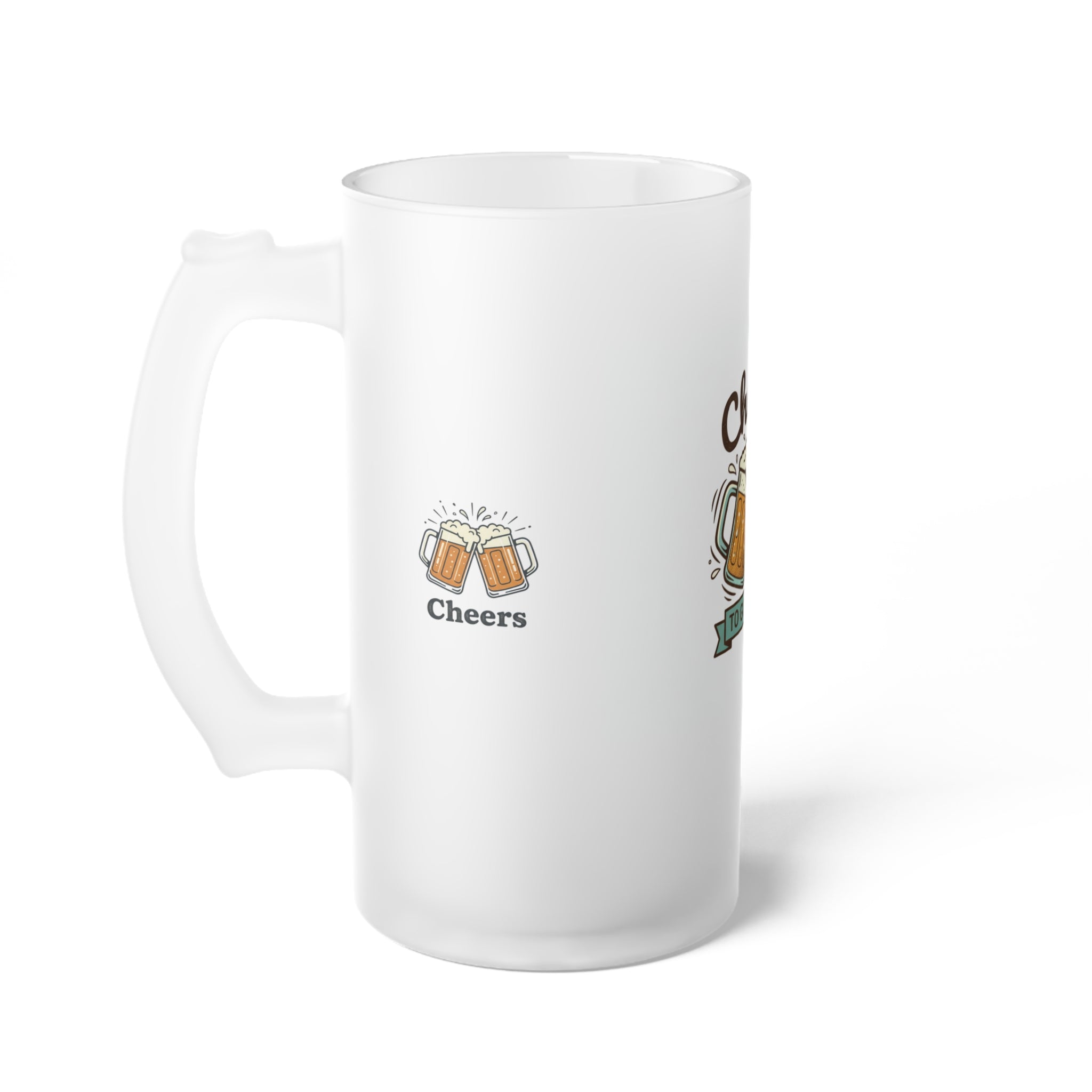 Frosted Glass Beer Mug — Colorful Chakra Brewing Spectrum Design