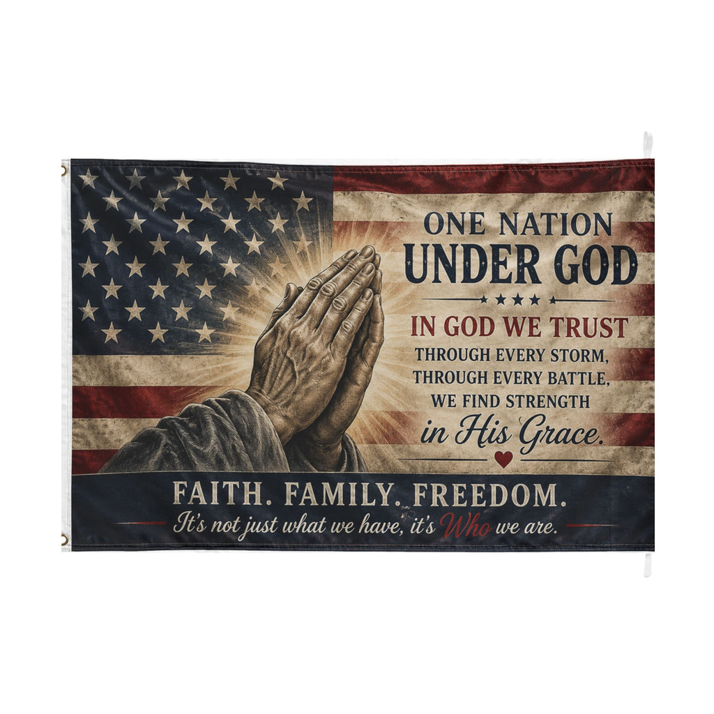 One Nation Under God Prayer Flag — Patriotic Faith Family Freedom Double-Sided Flag